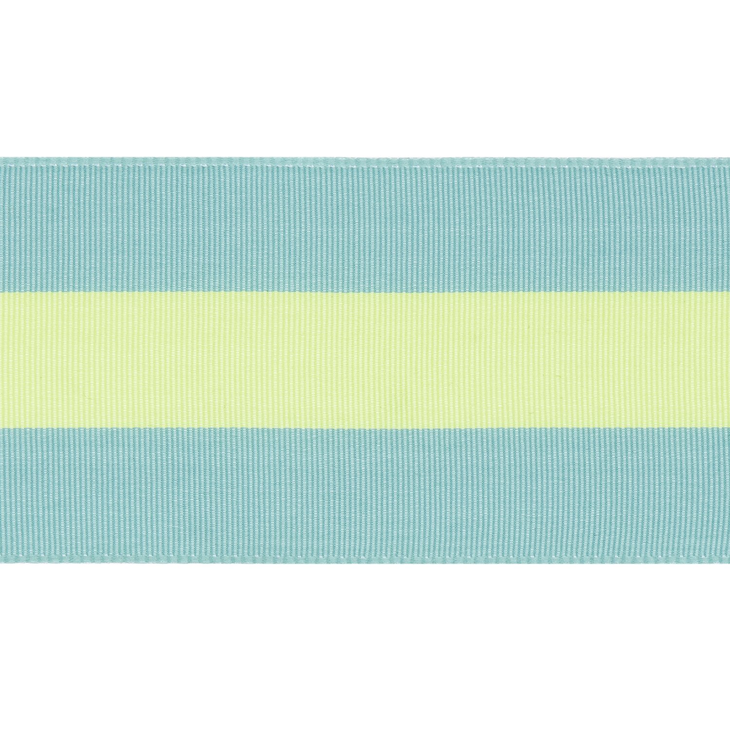 Paper Poetry Webband Streifen Blau-Grün von Rico Design zeigt ein blau-grünes Streifenmuster auf einem 58mm breiten Band.