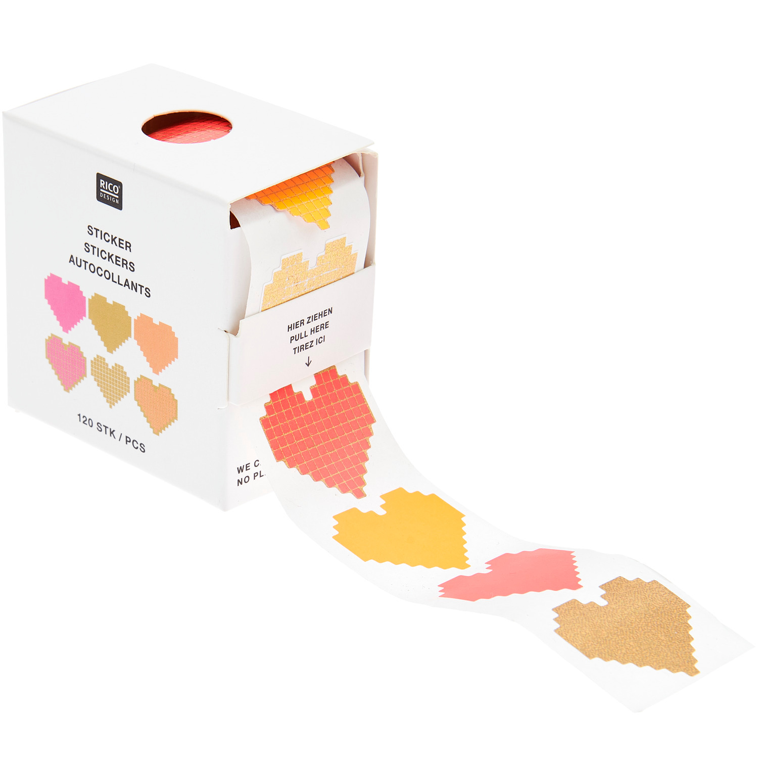 Paper Poetry Mini-Sticker Futschikato Herzen auf der Rolle zeigt bunte Herzsticker von Rico Design.