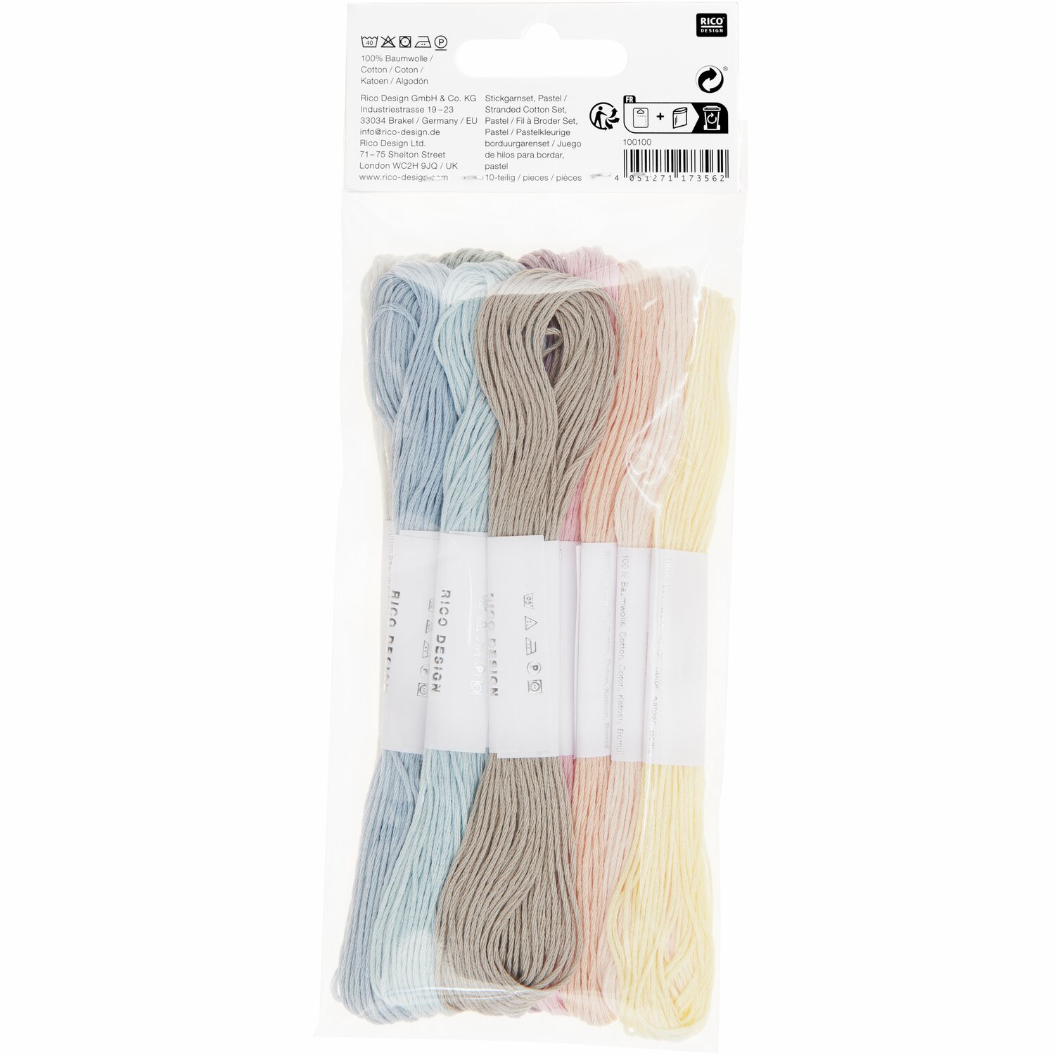 Set de fils à broder pastel 10 pièces 10-teilig from Rico Design Stickgarn Set Pastell von Rico Design, 10-teilig, zeigt bunte Fäden in sanften Pastelltönen. Ideal für kreative Nähprojekte.