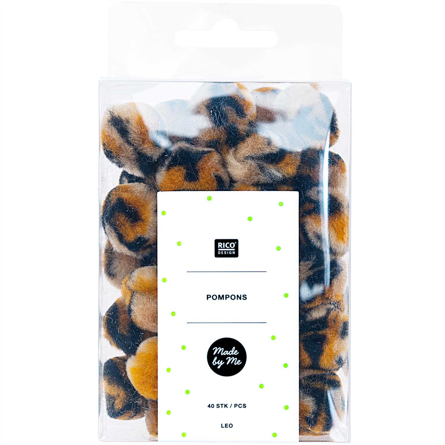 Pompons Acid Leo 25mm 40 Stück Farbe Braun-Schwarz von Rico Design