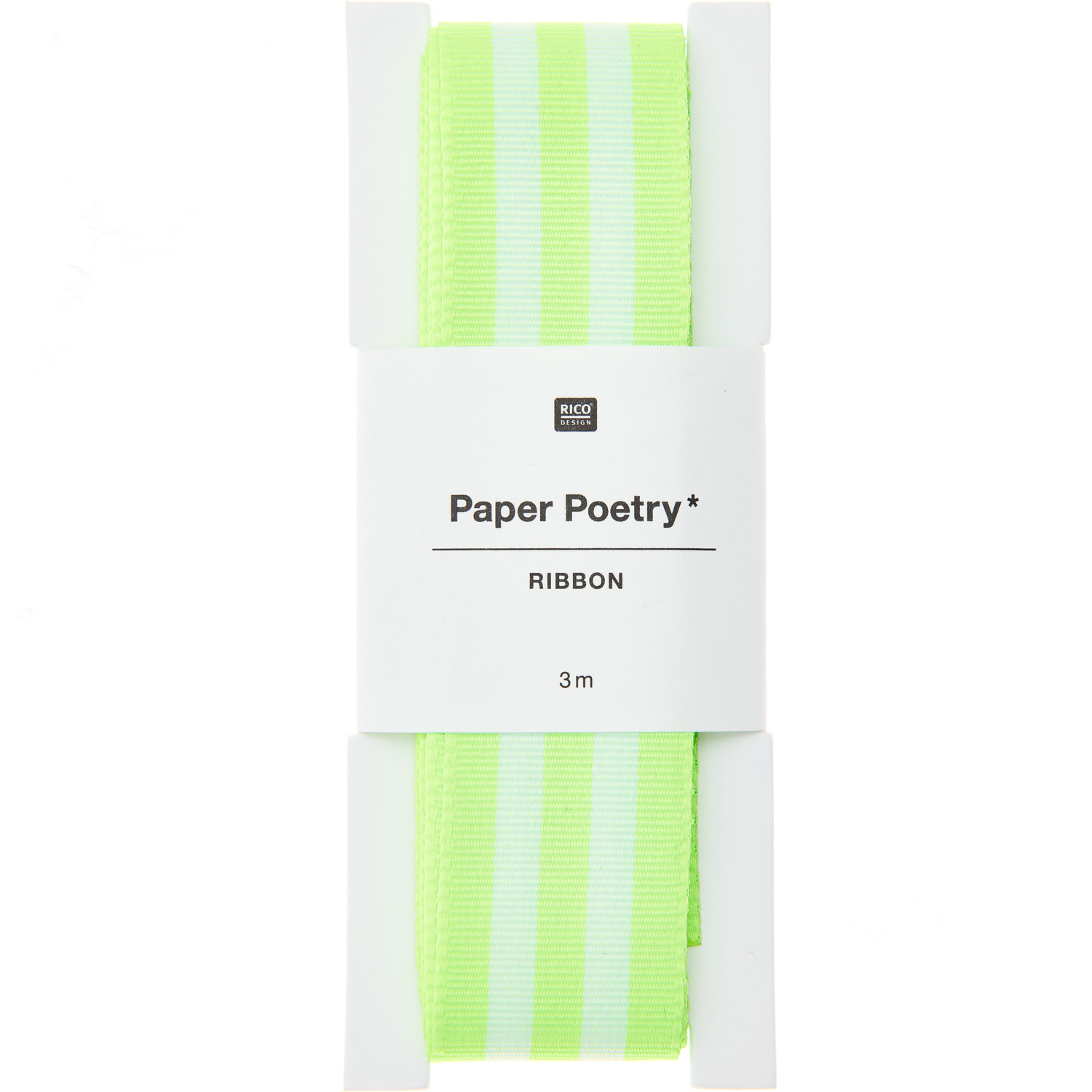 Paper Poetry ruban à tisser Duo rayures néon 25mmx3m Couleur Vert/blanc from Rico Design Paper Poetry Webband Duo Streifen Neon, 25mmx3m, zeigt grün-weiße Streifen von Rico Design.