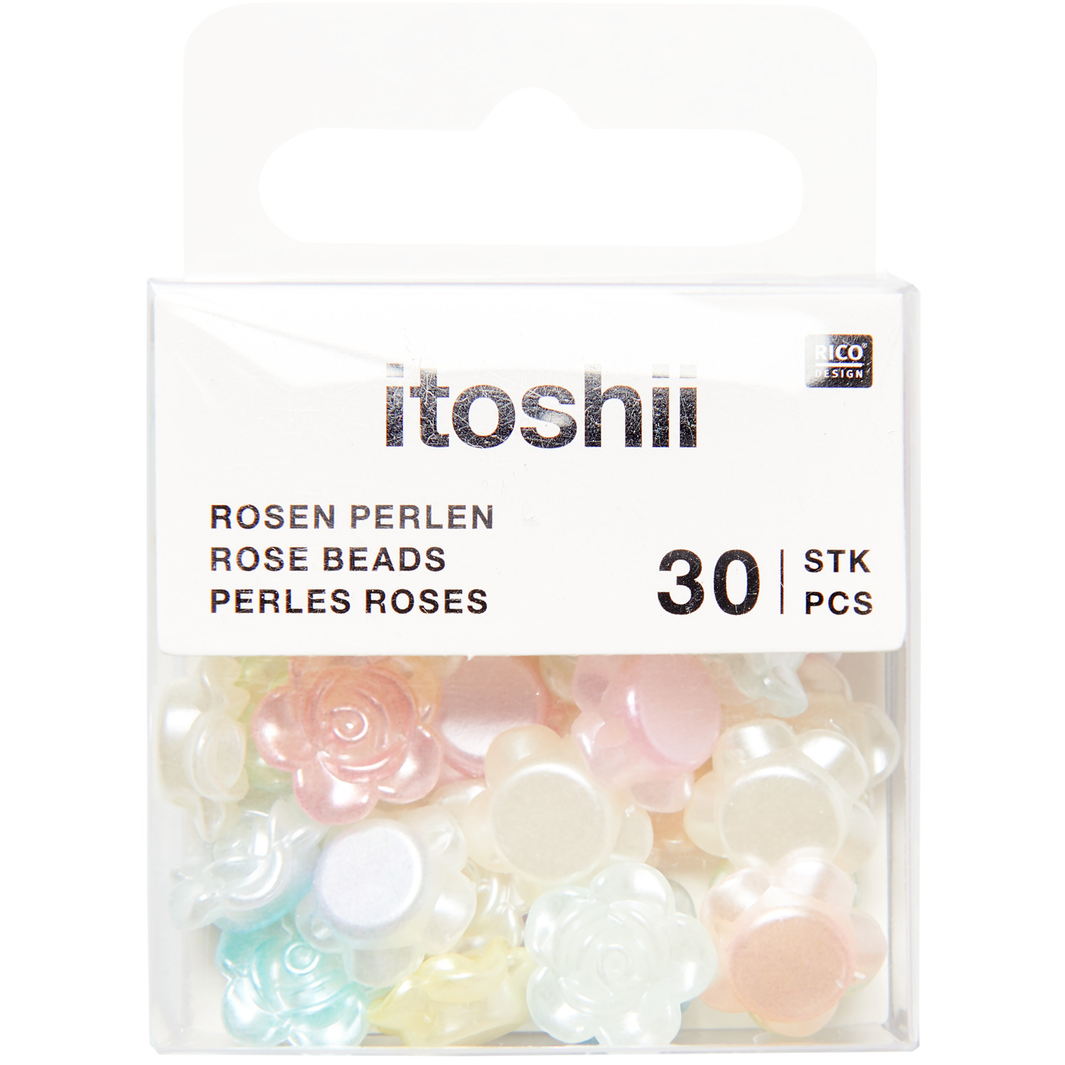 itoshii Rosen Perlen rund Rainbow Pearl 12x7mm 30 Stück von Rico Design