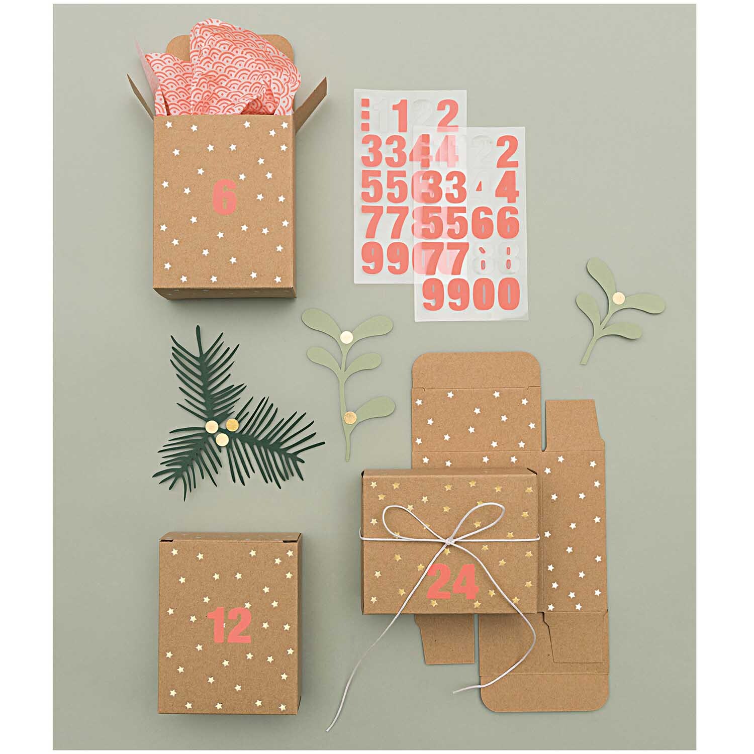 Paper Poetry Office Sticker Zahlen neonrot 4 Bogen von Rico Design