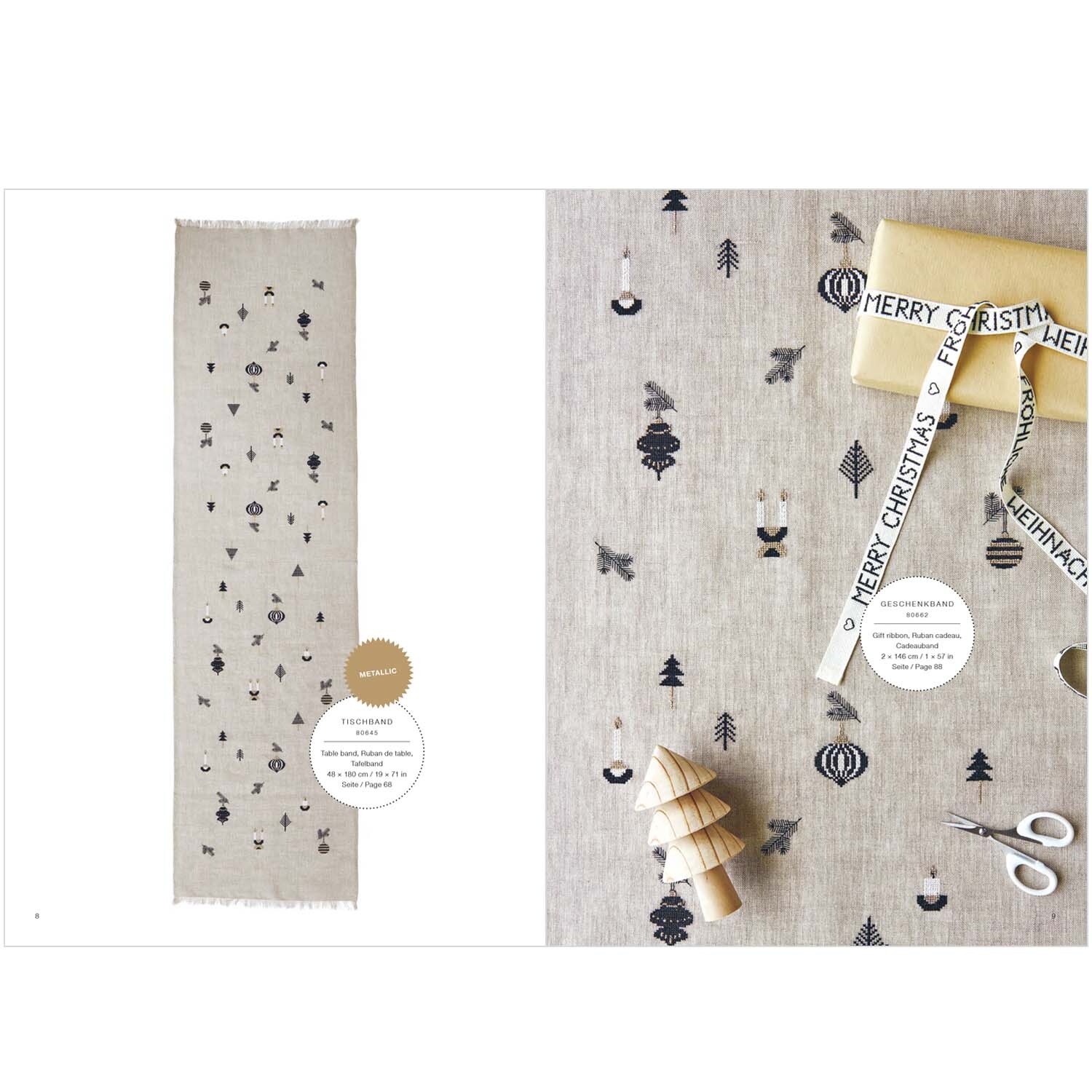 Livret de broderie Merry Christmas No. 176 from Rico Design Stickbuch Merry Christmas Nr. 176 zeigt festliche Stickmuster auf beigem Stoff von Rico Design.