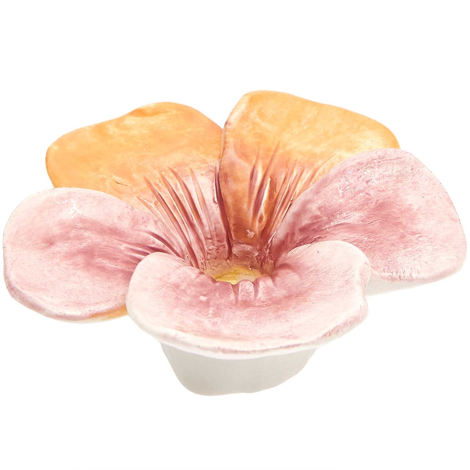 Keramik-Kerzenhalter Stiefmütterchen in Blütenform, pink, von Rico Design, Ø11x5,5cm. Ideal für stilvolle Dekoration.