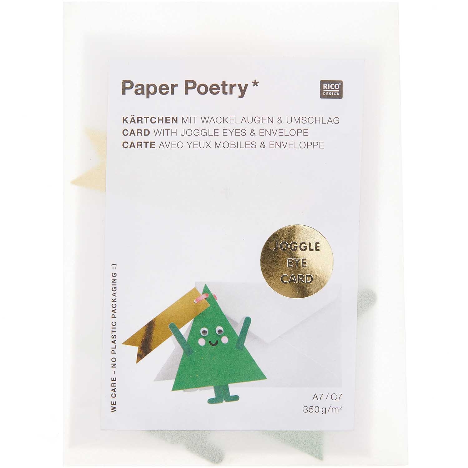 Paper Poetry Karte mit Wackelaugen Tanne A7/C7 von Rico Design