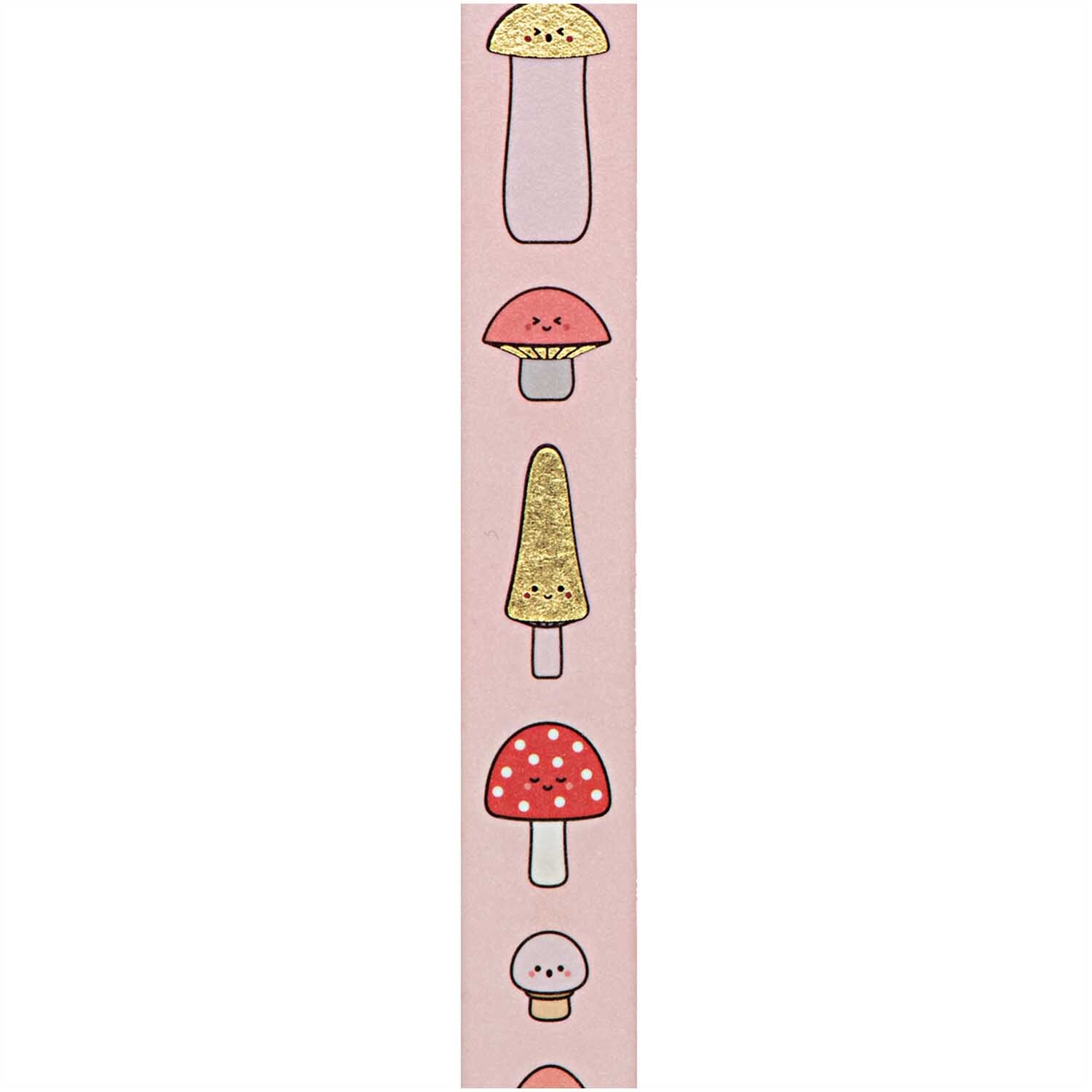 Paper Poetry Tape Pilze 1,5cm 10m von Rico Design Paper Poetry Tape Pilze 1,5cm 10m zeigt bunte Pilzmuster auf rosa Hintergrund, ideal für kreative Projekte. Marke: Rico Design.