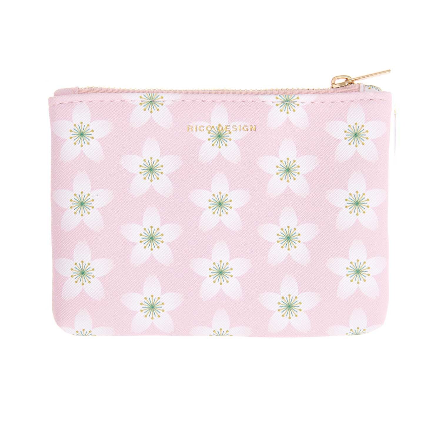 Etui Kirschblüten rosa 14x10cm mit zartem Kirschblütenmuster von Rico Design, ideal für Accessoires.