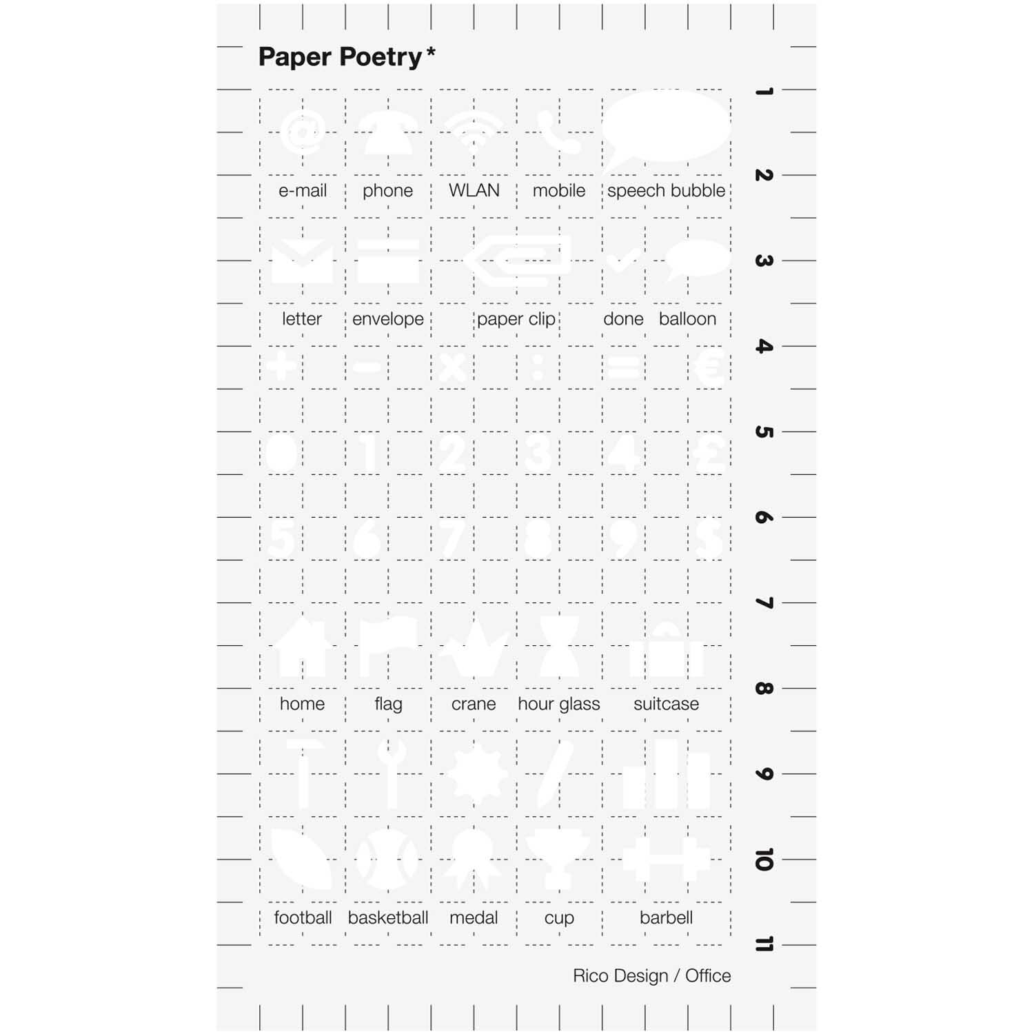 Paper Poetry Bullet Diary Schablone Office 7x12cm von Rico Design