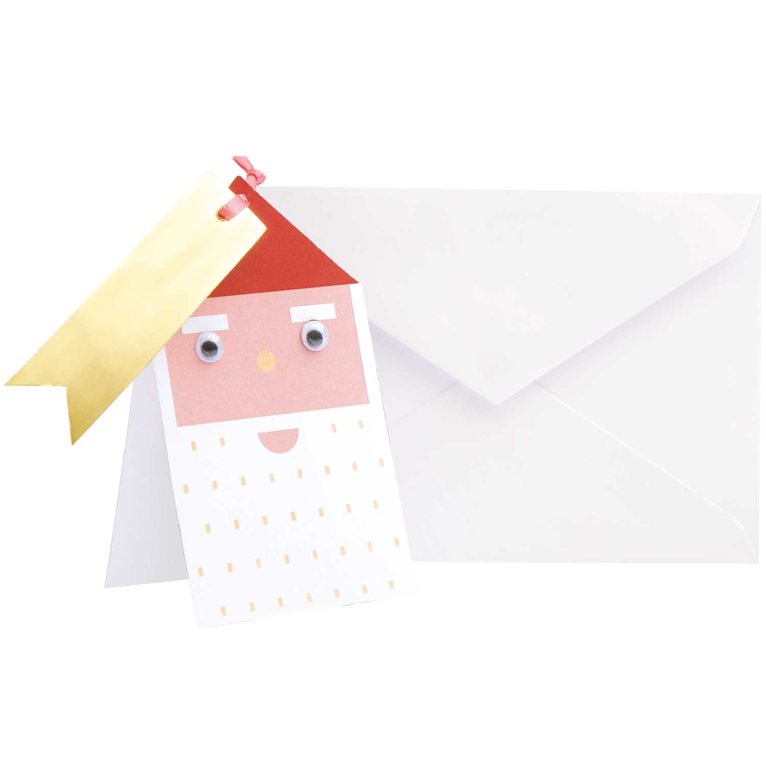 Paper Poetry Karte mit Wackelaugen Weihnachtsmann A7/C7 zeigt einen fröhlichen Weihnachtsmann mit Wackelaugen und roter Mütze, begleitet von einem weißen Umschlag.