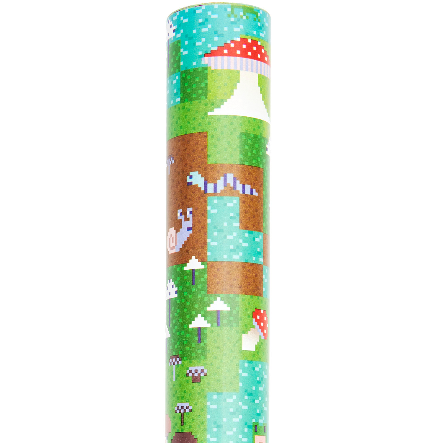 Geschenkpapier Shrooom Games mit buntem Pixel-Pilz-Design von Rico Design, ideal für kreative Verpackungen.