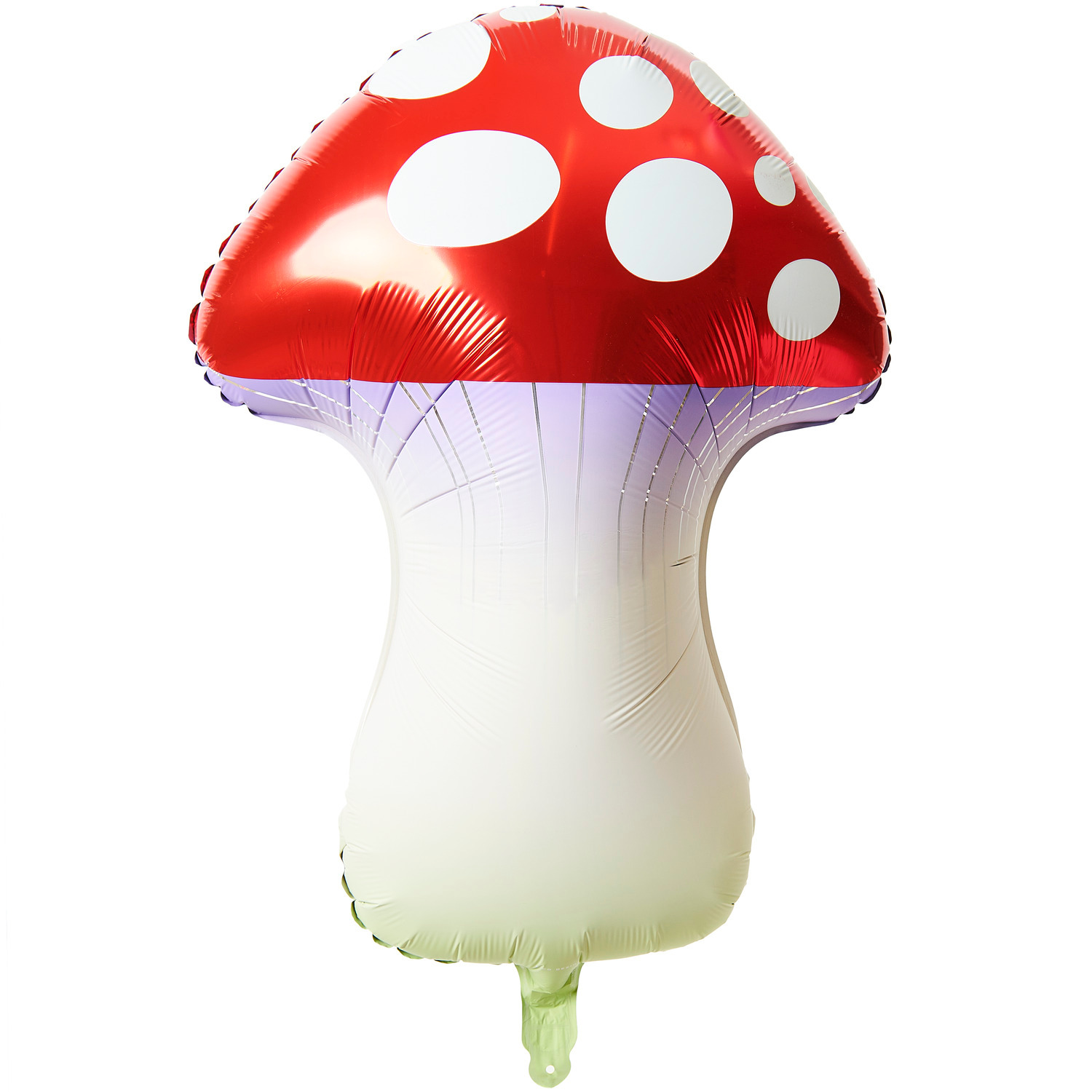Folienballon Shrooom Rot in Pilzform mit weißen Punkten, 47x64x28cm, von Rico Design.