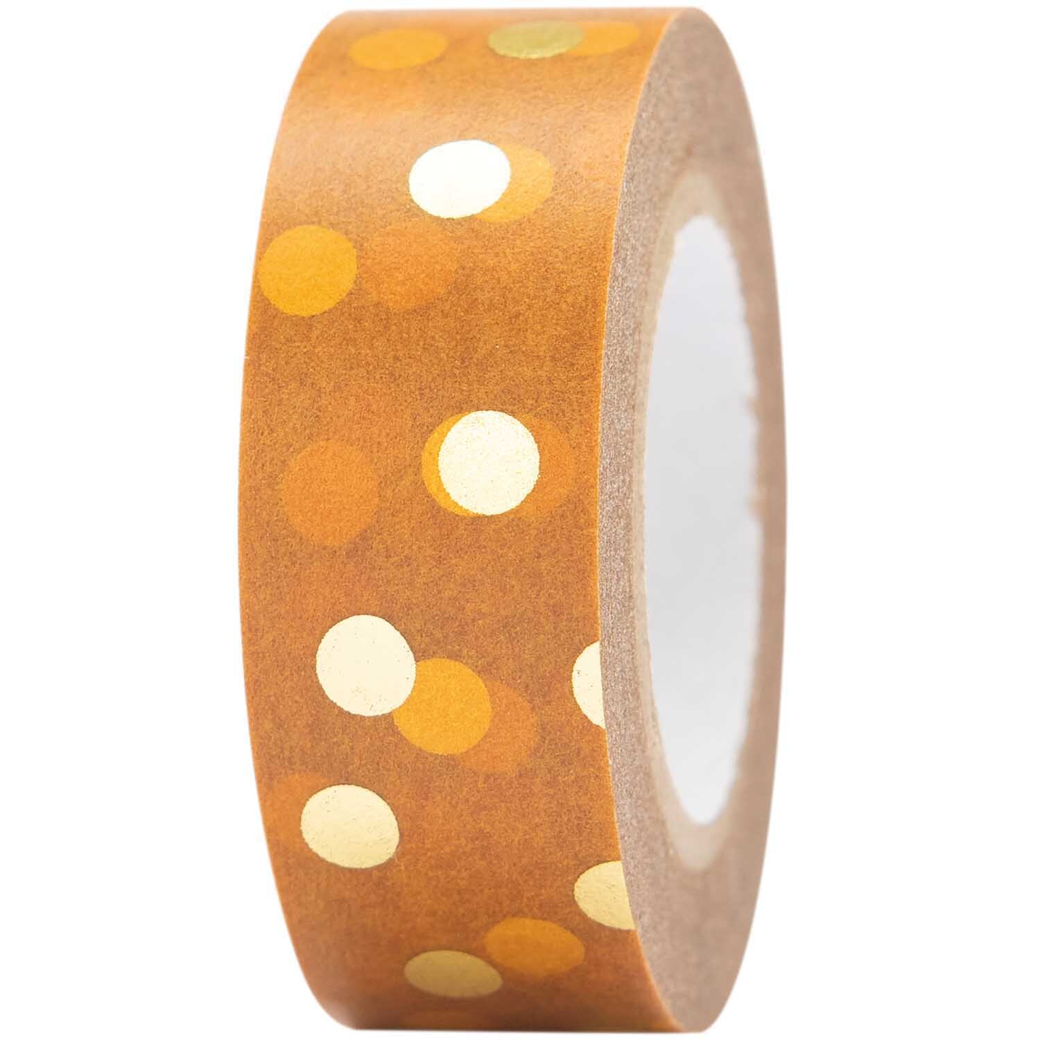 Paper Poetry Tape mit Punkten in Senfgelb und Gold von Rico Design, 1,5 cm breit, 10 m lang.