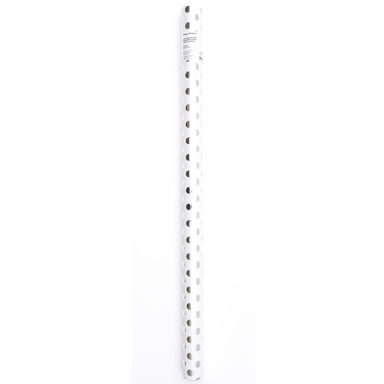 Paper Poetry Geschenkpapier Punkte weiß-silber 70cm 2m Hot Foil von Rico Design