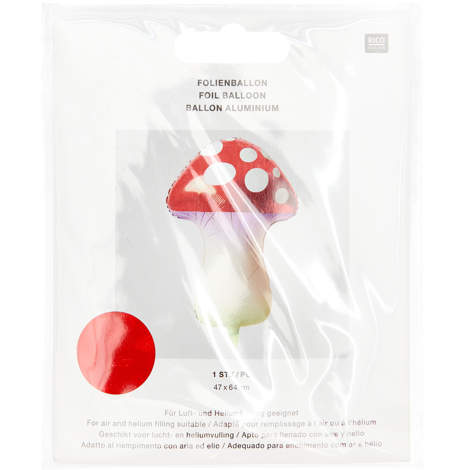 Folienballon Shrooom Rot 47x64x28cm von Rico Design