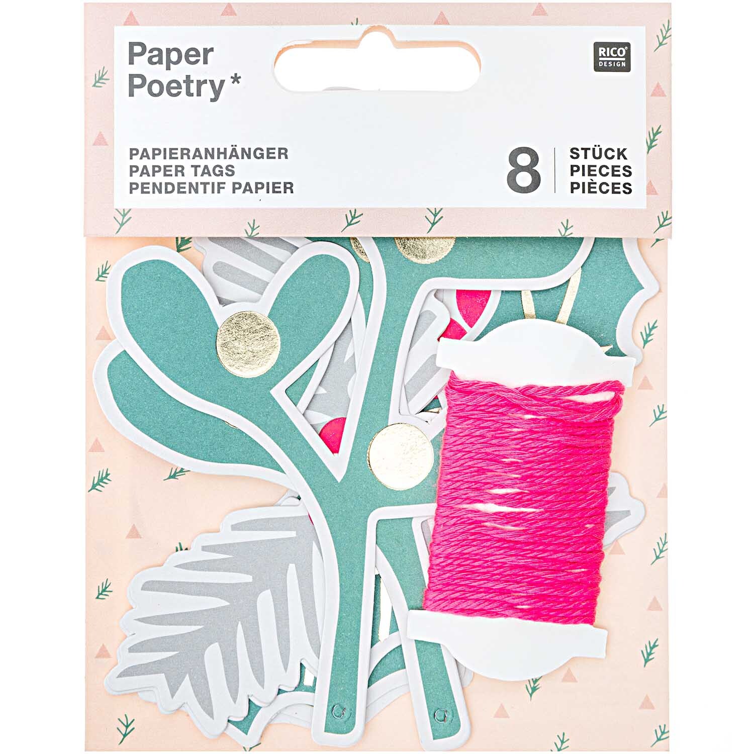 Paper Poetry Papieranhänger Mistelzweige pastell 8 Stück von Rico Design