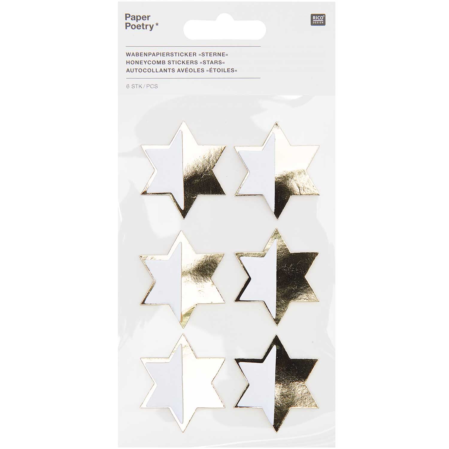 Paper Poetry Wabenpapiersticker Sterne 1 Blatt von Rico Design