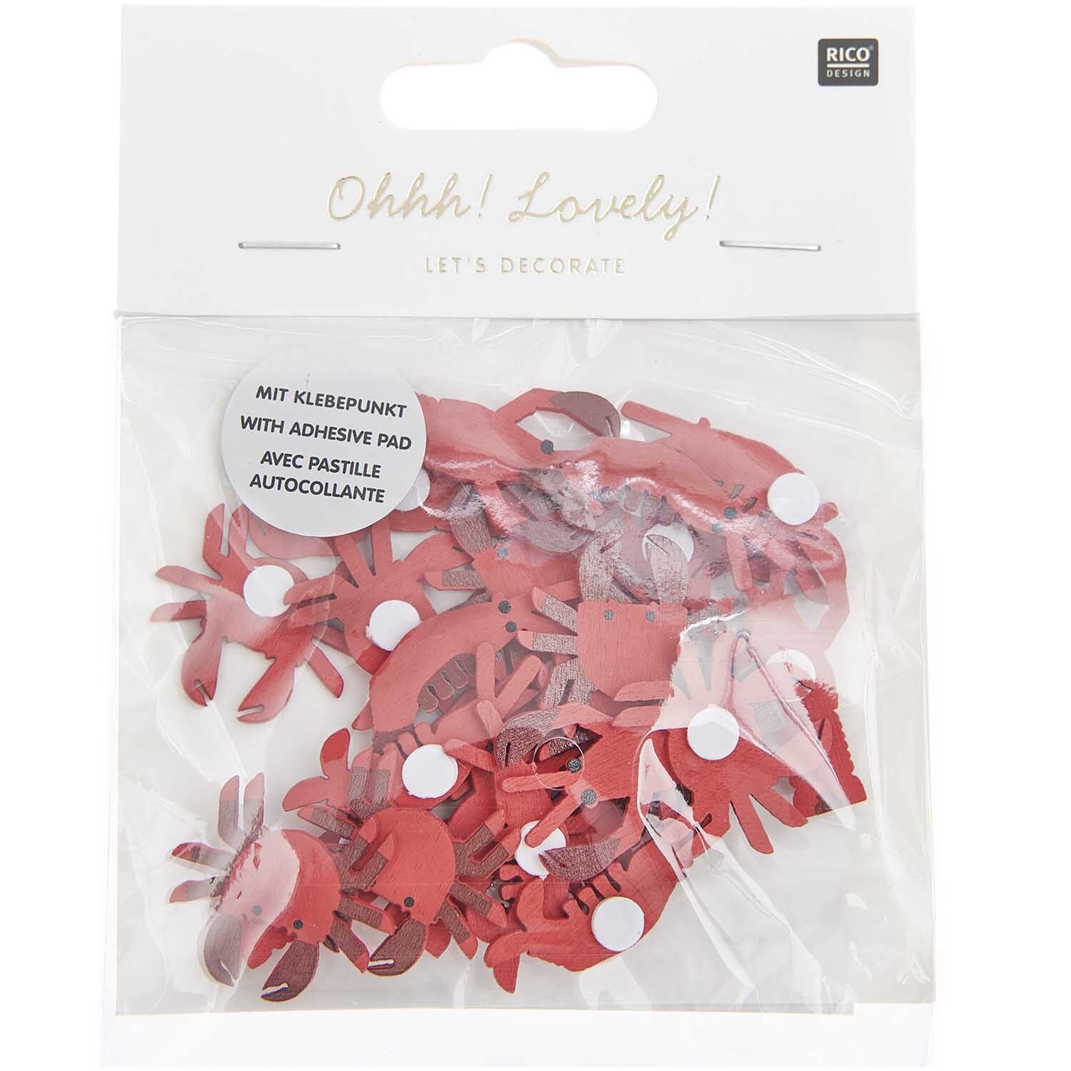 Autocollants en bois Mix d'animaux marins rouge 24 pièces from Rico Design