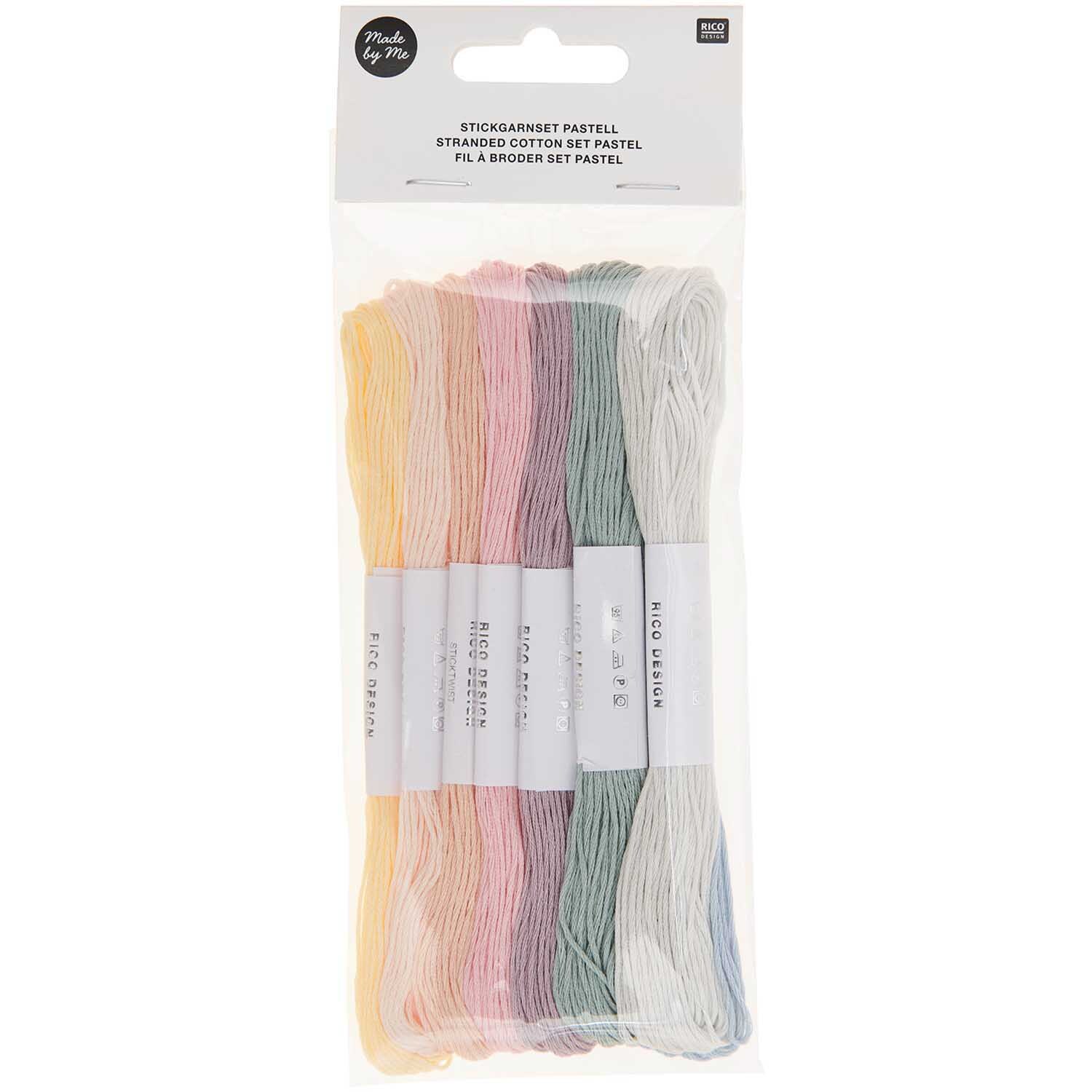 Stickgarn Set Pastell: 10-teiliges Set von Rico Design in sanften Pastelltönen, ideal für kreative Projekte.