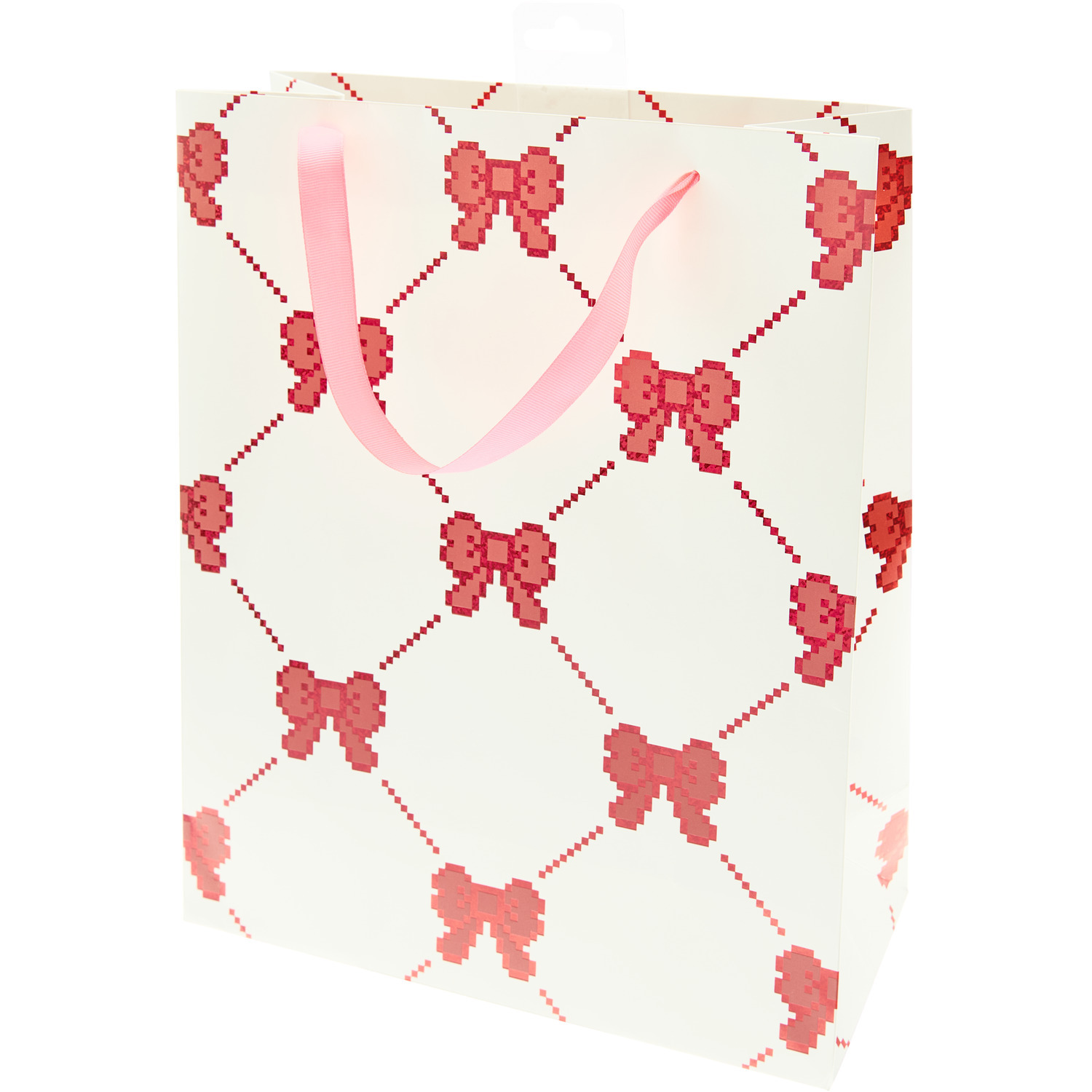 Geschenktüte Pixel Schleifen Creme L 26x32x12cm, 230g/m² von Rico Design