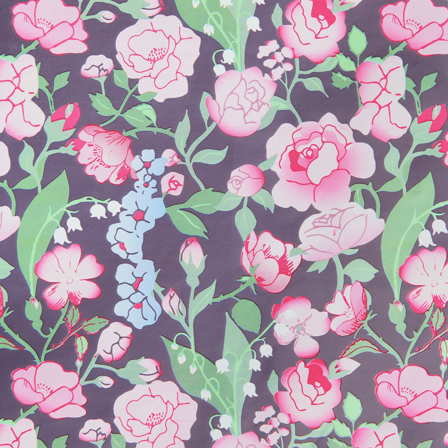 Geschenkpapier Rosen Ranken 200x70cm 80g/m² von Rico Design Geschenkpapier Rosen Ranken mit rosa Blumenmuster auf dunkelviolettem Hintergrund, 200x70cm, 80g/m². Ideal für stilvolle Verpackungen.