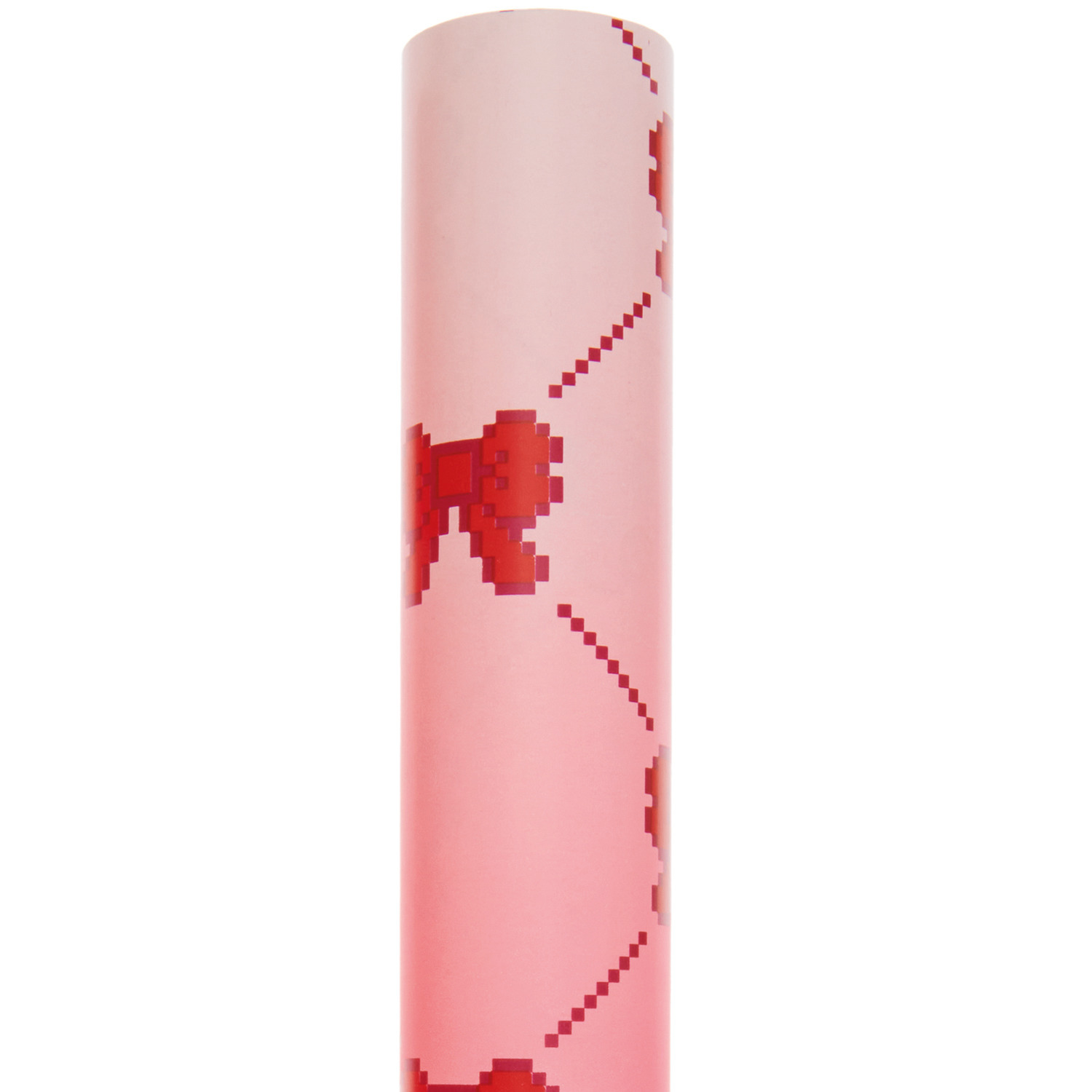 Geschenkpapier Pixel Schleifen mit roten Schleifen auf neonpinken Hintergrund, 70cm x 2m, 80g/m².
