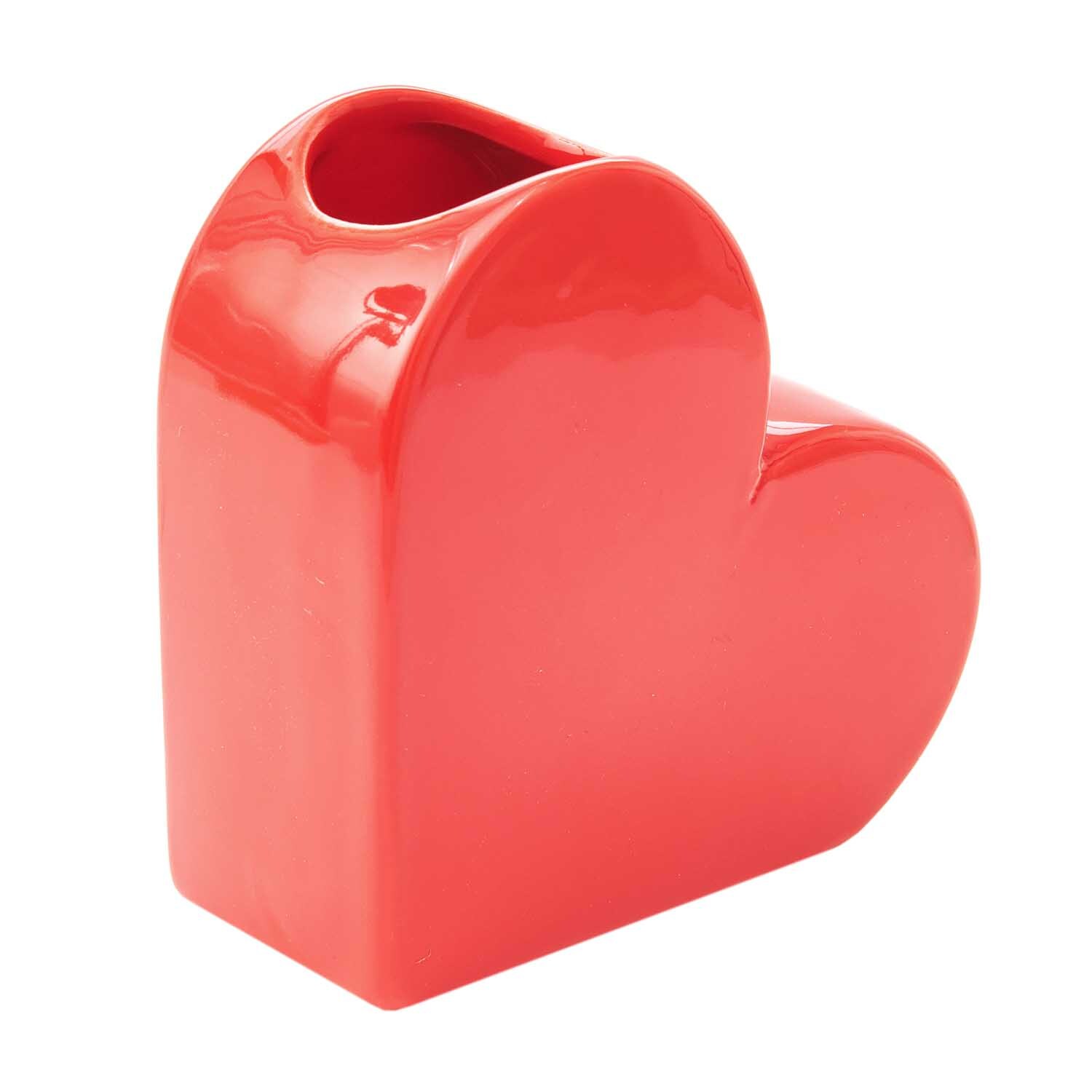 Keramik Vase Herz klein 12x5,5x12cm Farbe Rot von Rico Design Keramik Vase Herz klein 12x5,5x12cm von Rico Design in Herzform, ideal für Dekorationen.