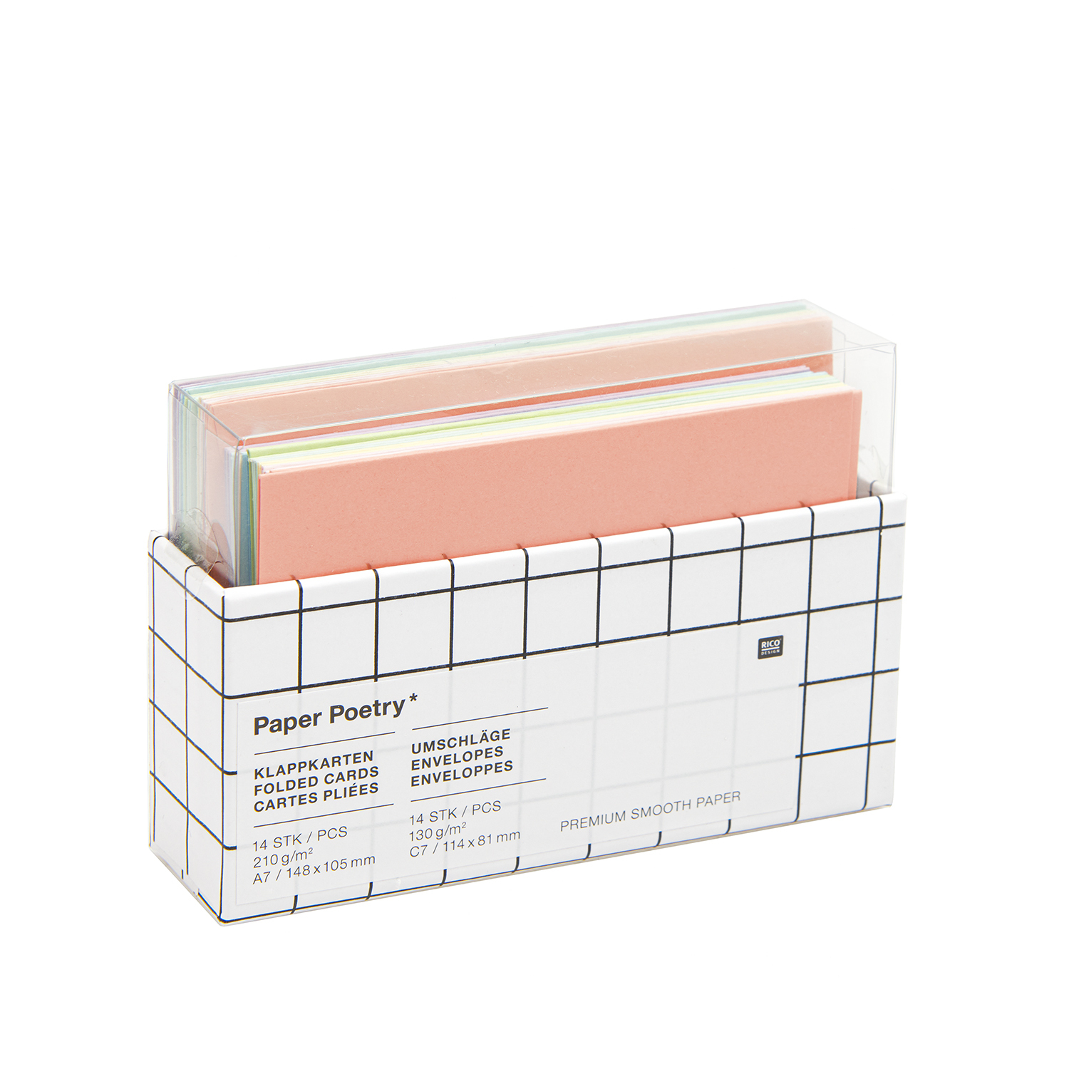Paper Poetry Kartenset Rainbow pastel C7/A7 28-teilig von Rico Design