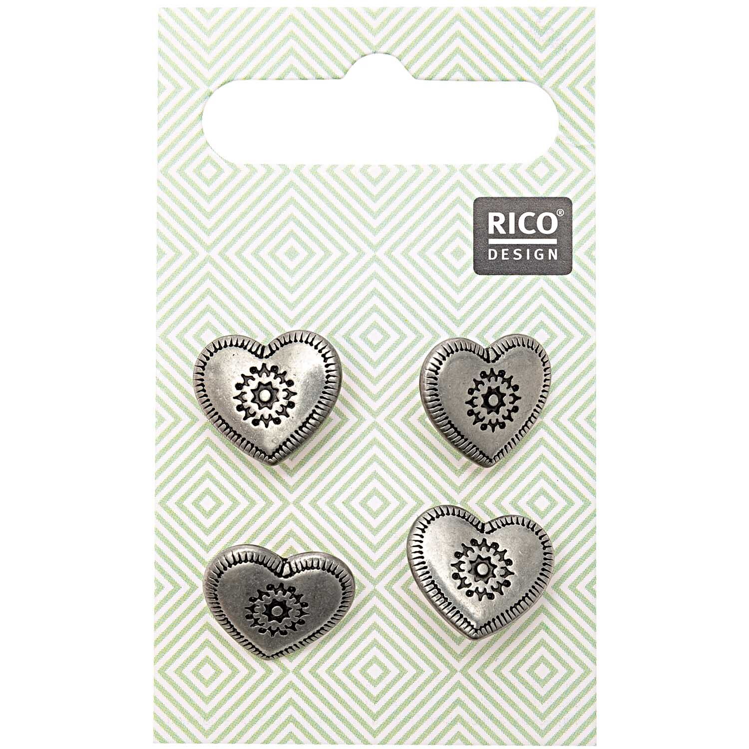 Traditional buttons heart metal 1,5cm 4 pieces