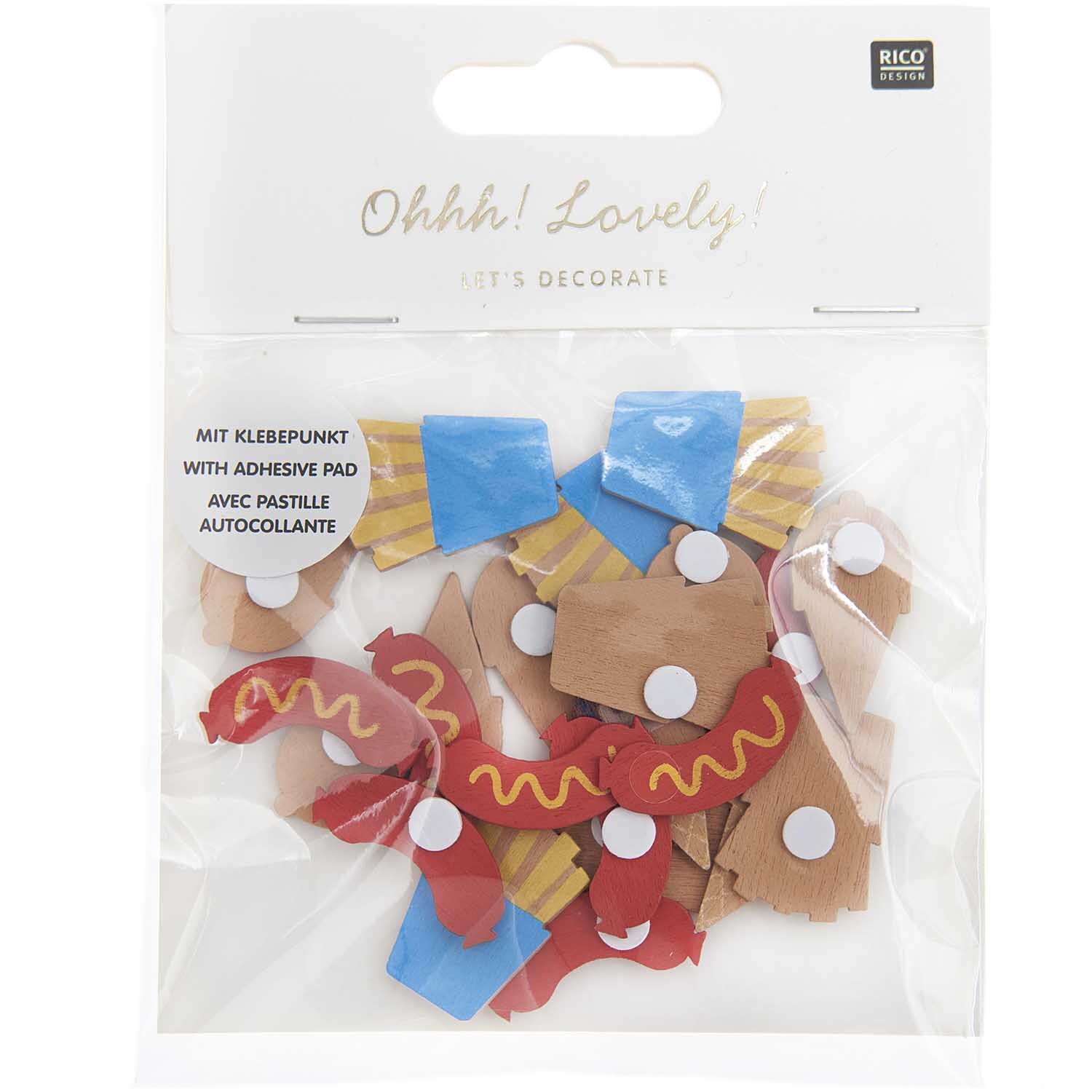 Autocollants en bois Snacks Mix 24 pièces from Rico Design