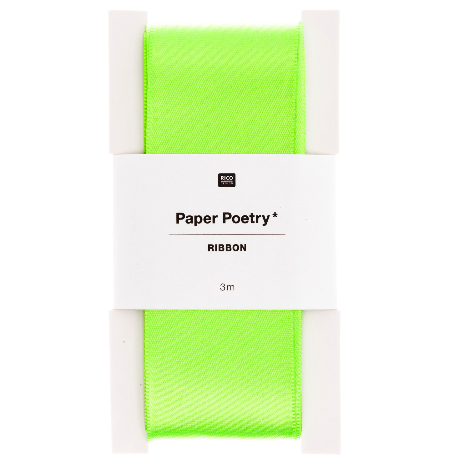 Paper Poetry Satinband 38mm 3m Farbe Neon Grün von Rico Design Paper Poetry Satinband in leuchtendem Neon Grün, 38mm breit, 3m lang, von Rico Design. Ideal für kreative Projekte.