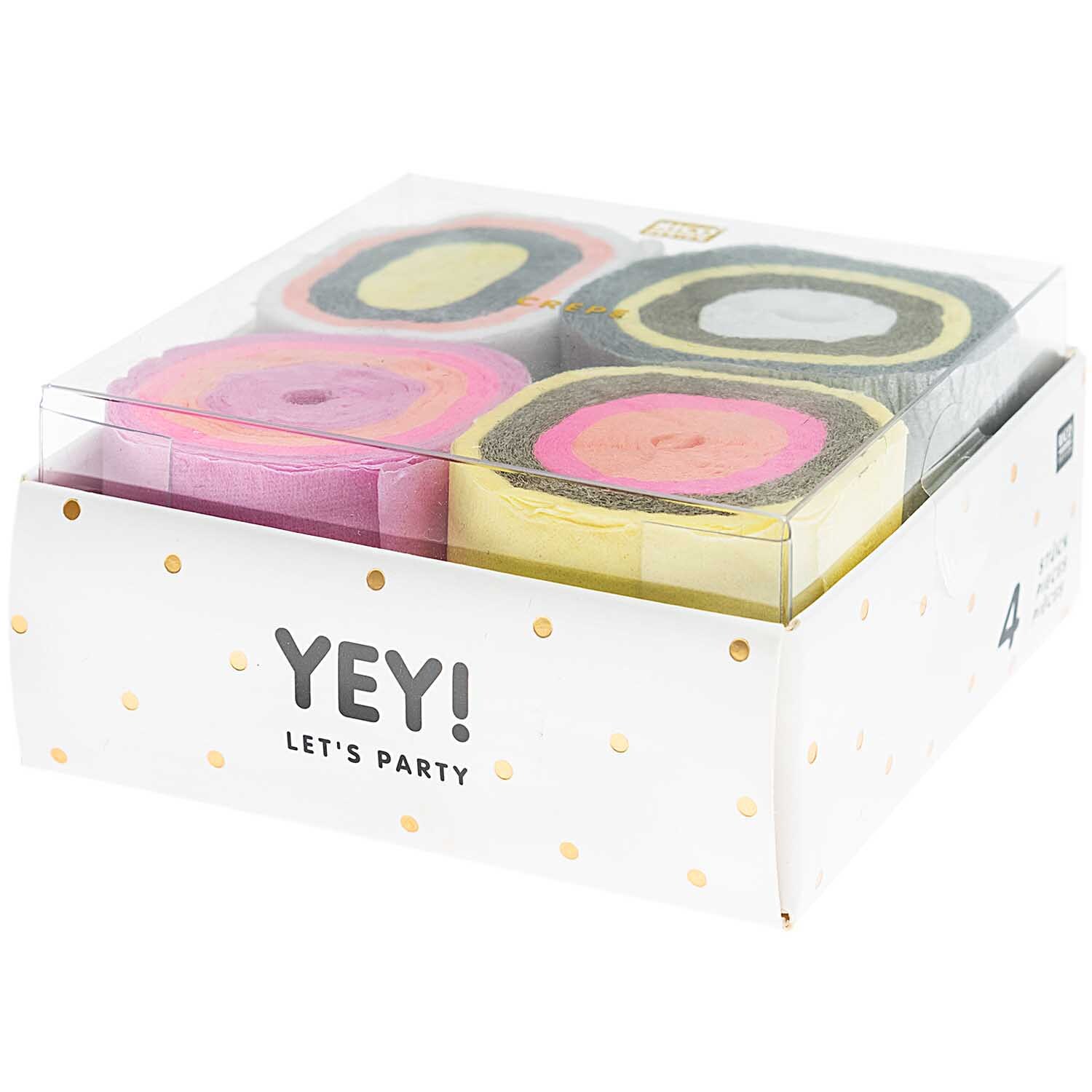 Kreppbänder Cake pastell 3,5cm 10m 4 Stück von Rico Design