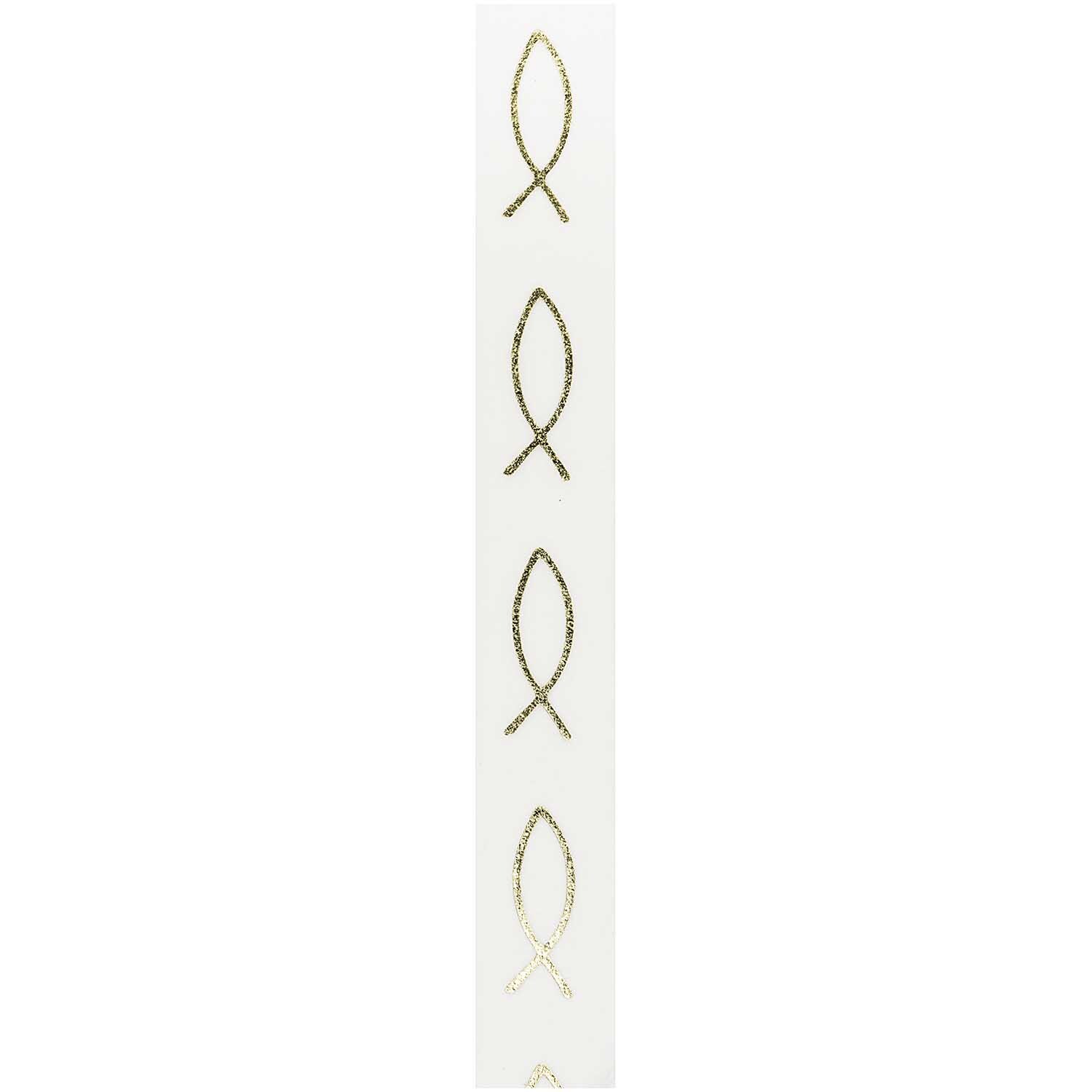 Paper Poetry Tape Fische gold 1,5cm 10m von Rico Design Paper Poetry Tape Fische gold 1,5cm 10m zeigt goldene Fischmuster auf weißem Hintergrund, ideal für kreative Projekte. Marke: Rico Design.
