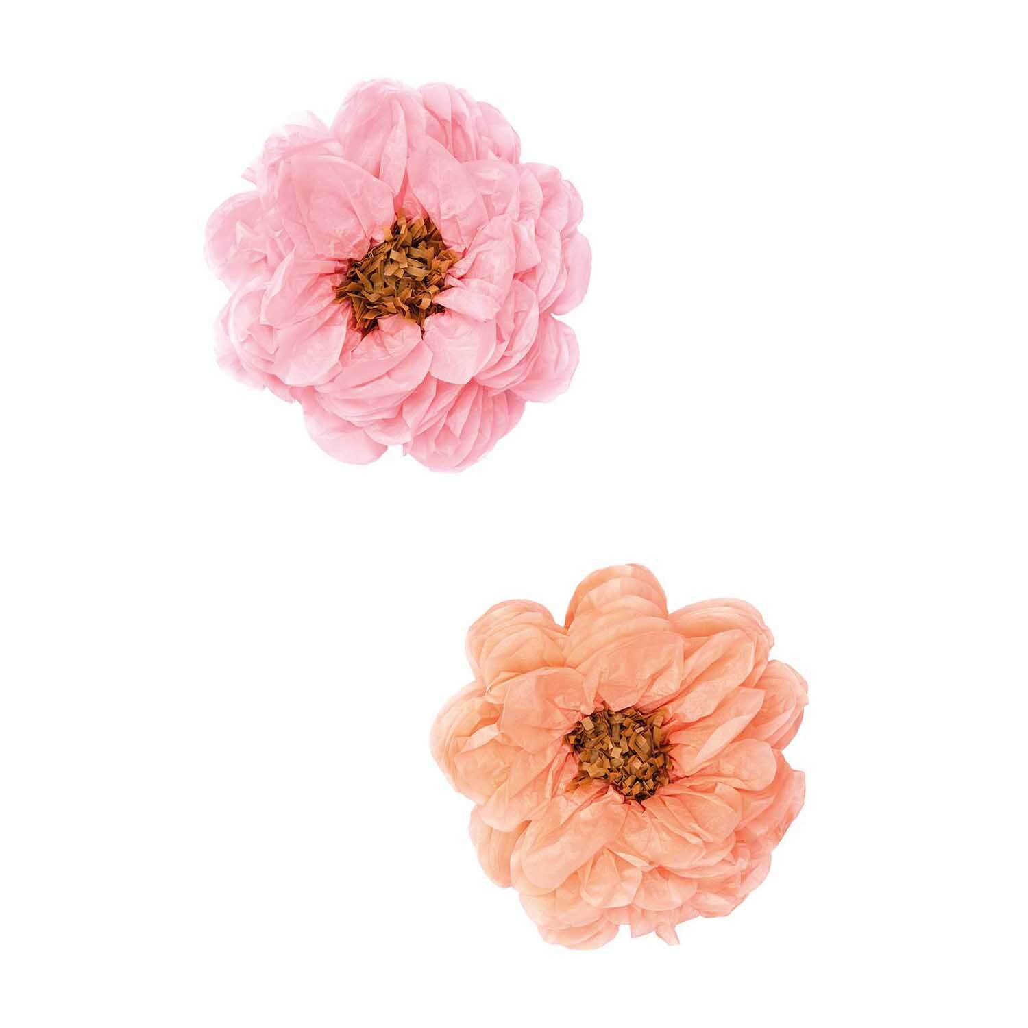 Seidenpapierblumen 25cm 2 Stück von Rico Design in Pastellfarben, zwei dekorative Blumen.