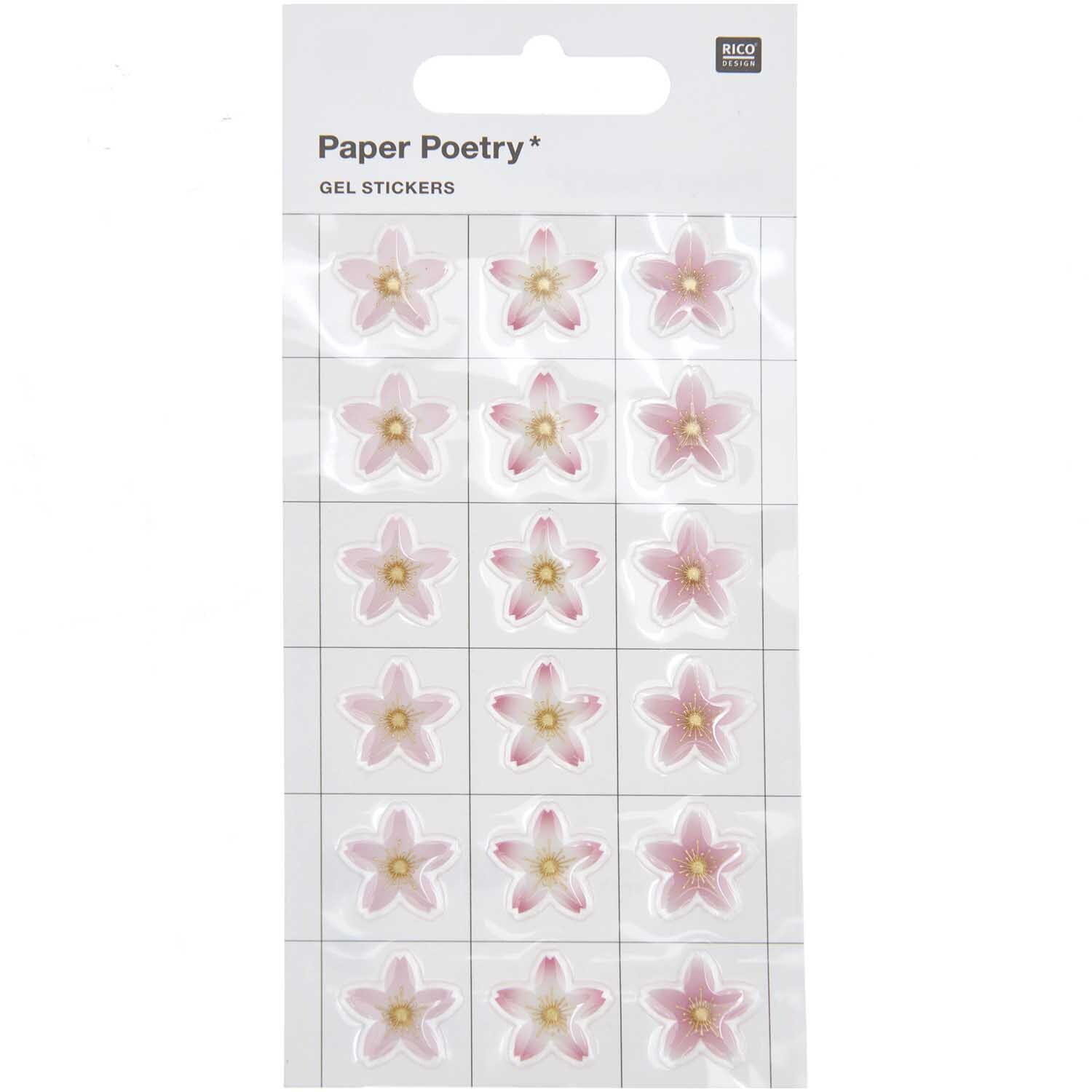 Gelsticker Kirschblüten: 18 zarte, rosa Blütensticker von Rico Design, ideal für kreative Projekte.