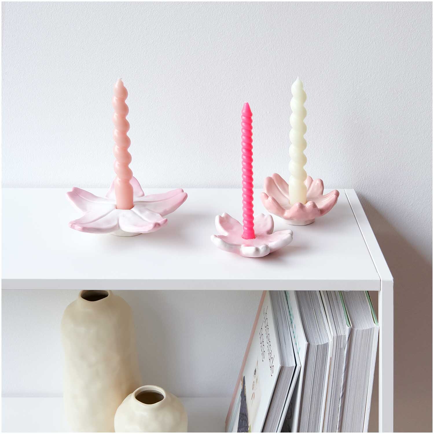 Porzellan Kerzenhalter Kirschblüte rosa 10,5x10,5x5cm von Rico Design