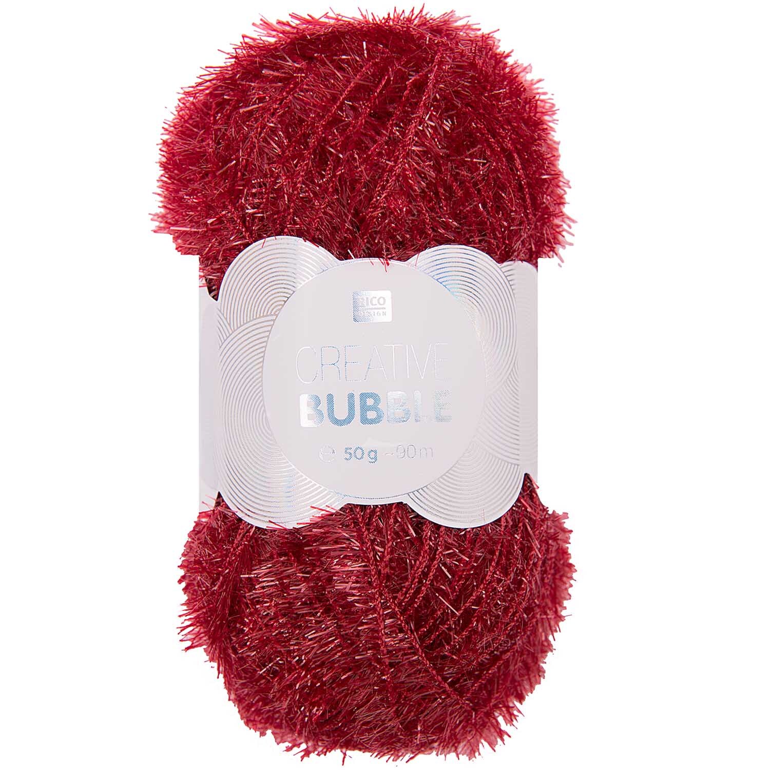Creative Bubble Garn in Dunkelrot von Rico Design, 50g 90m, ideal für kreative Strickprojekte.