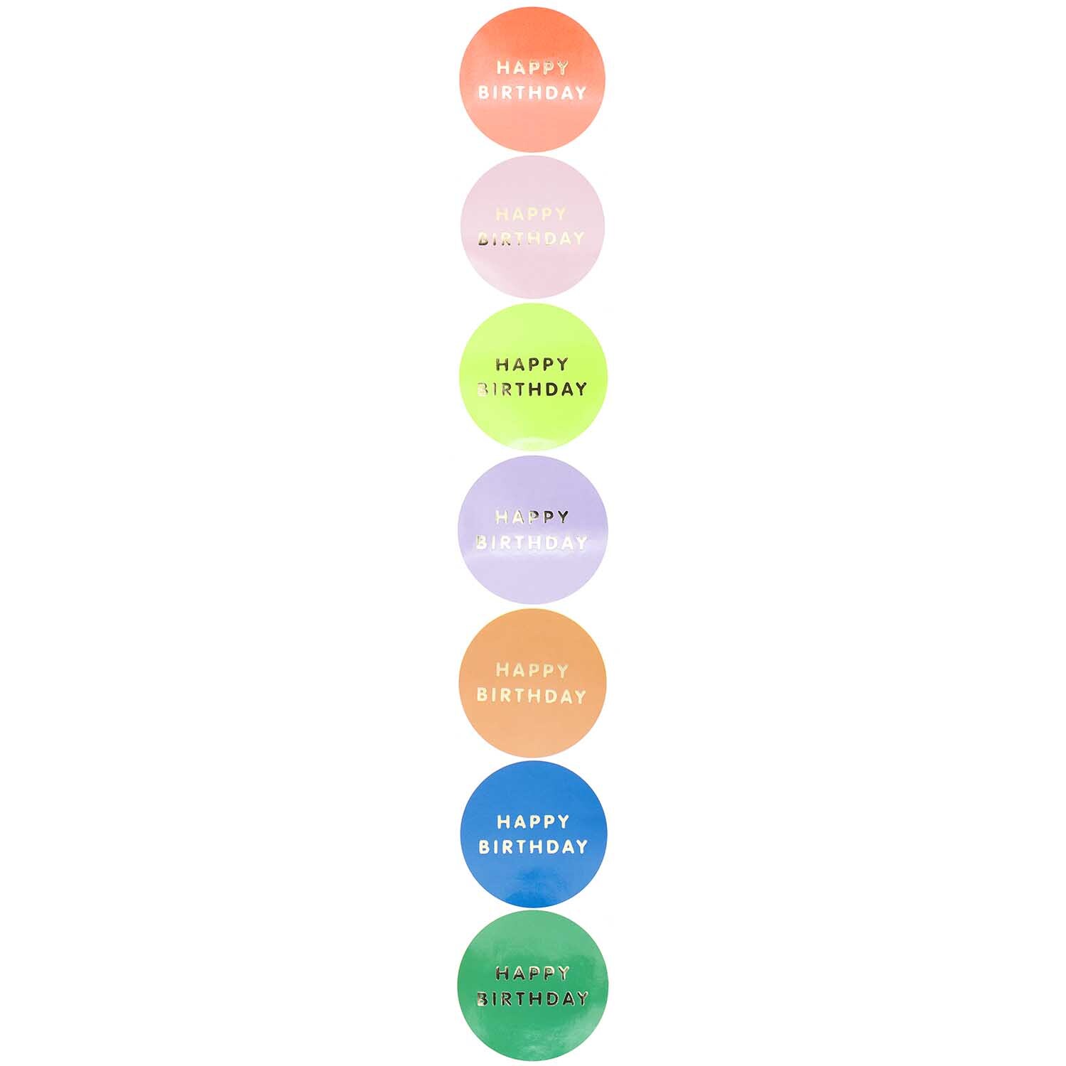 Paper Poetry Sticker Happy Birthday Kreise in bunten Farben, 5,5cm, 120 Stück auf Rolle.