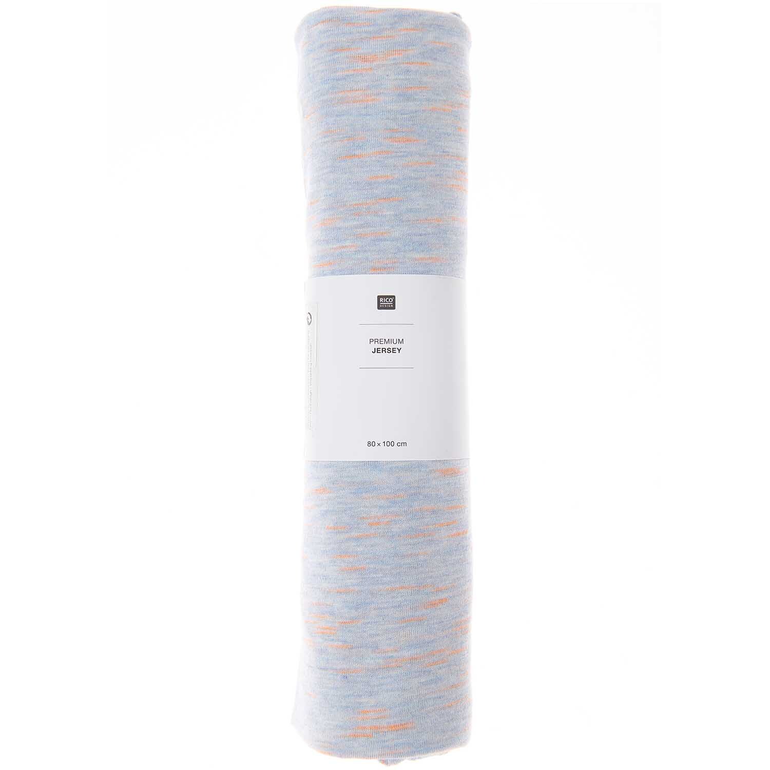 Stoffabschnitt Jersey rauchblau-neonorange 80x100cm von Rico Design