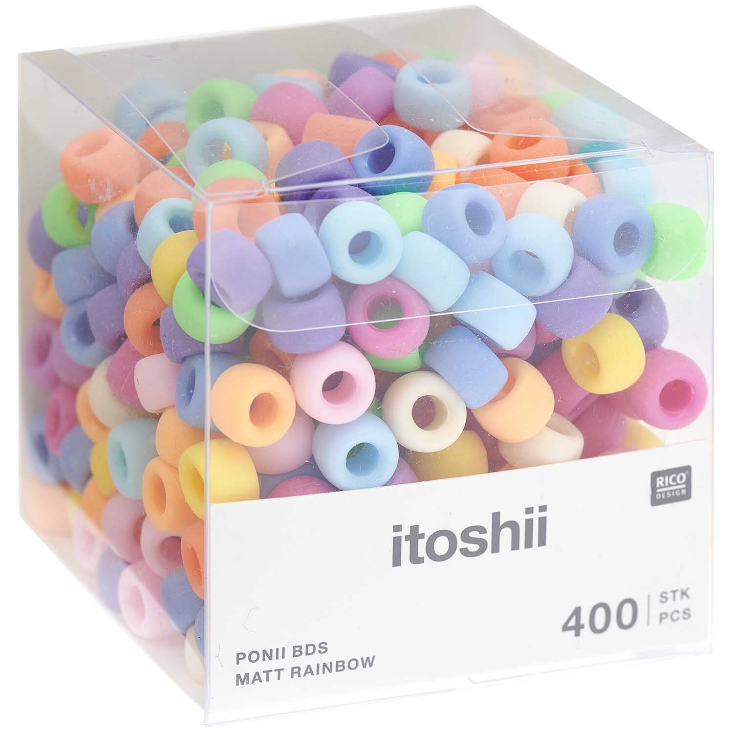 itoshii - Ponii Beads matt Regenbogen 9x6mm 400 Stück von Rico Design