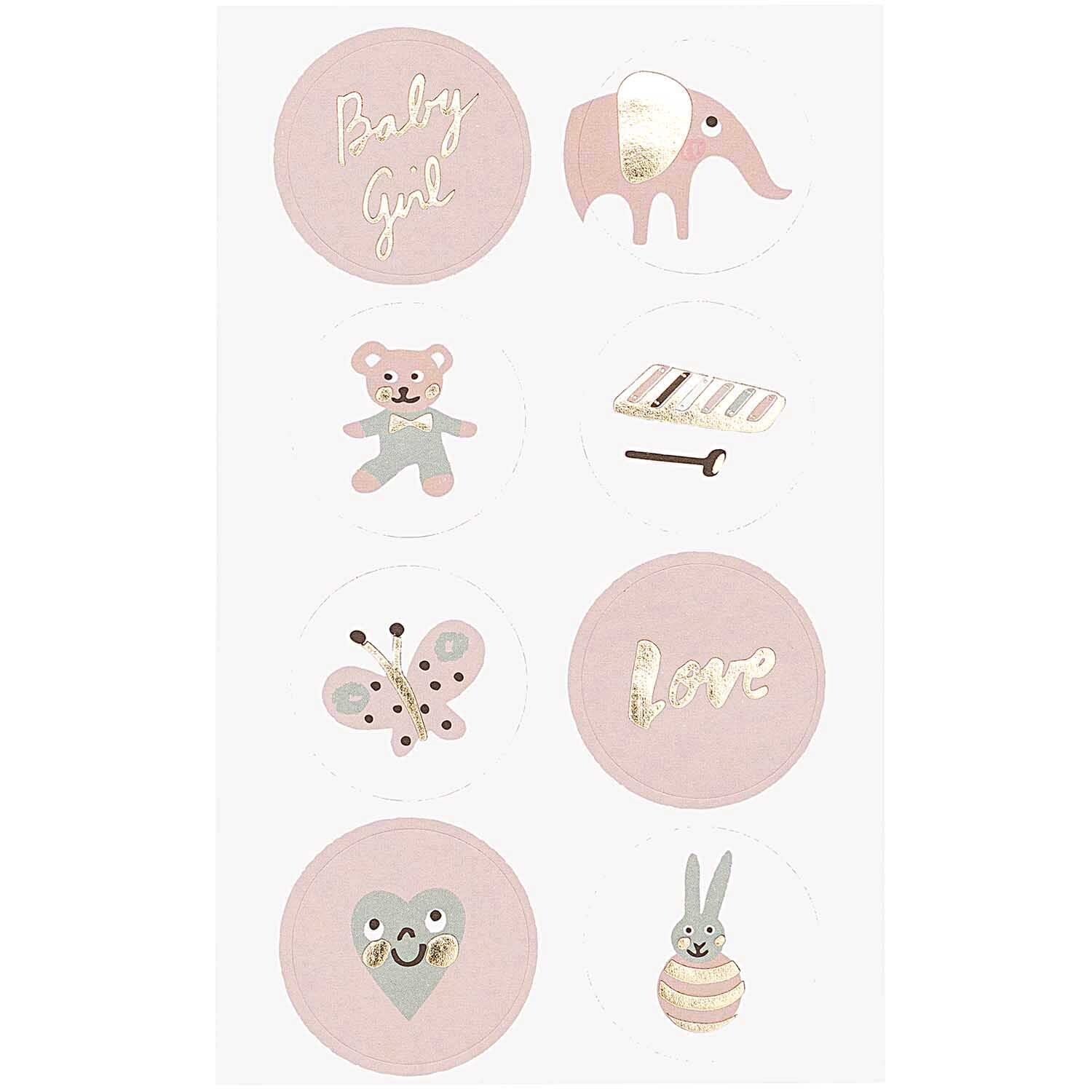 Paper Poetry Sticker Hello Baby Mädchen 4 Blatt von Rico Design