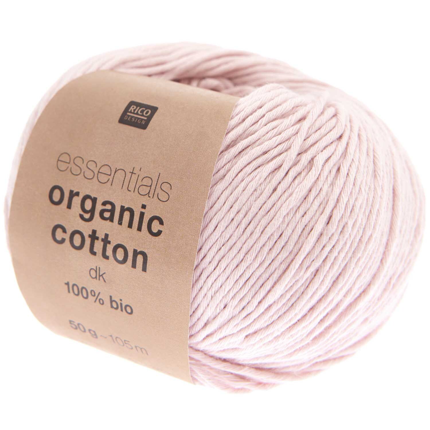 Essentials Organic Cotton dk 50g 105m Couleur Rose from Rico Design Essentials Organic Cotton dk: Rosa Baumwollgarn von Rico Design, 50g Knäuel, 105m Länge.