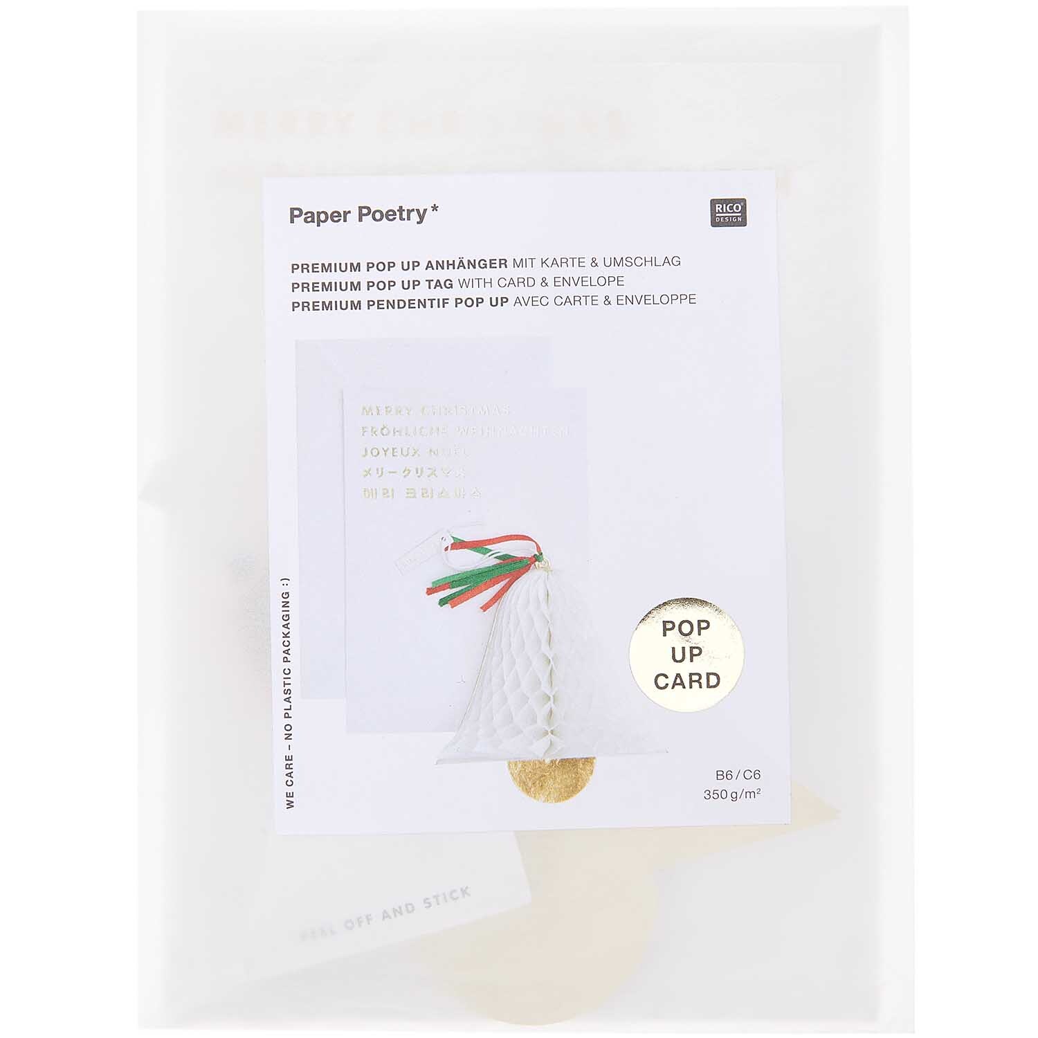 Paper Poetry Kartenset mit Pop-Up Anhänger Glocke B6 von Rico Design