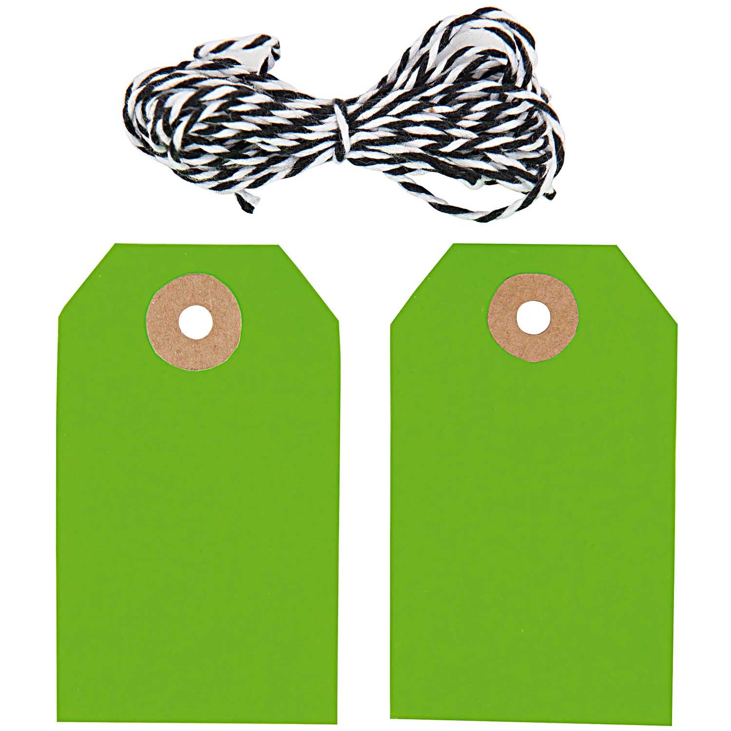 Paper Poetry Geschenkanhänger in leuchtendem Neongrün mit Kordel, ideal zum Verzieren von Geschenken. Set enthält 20 Stück von Rico Design.