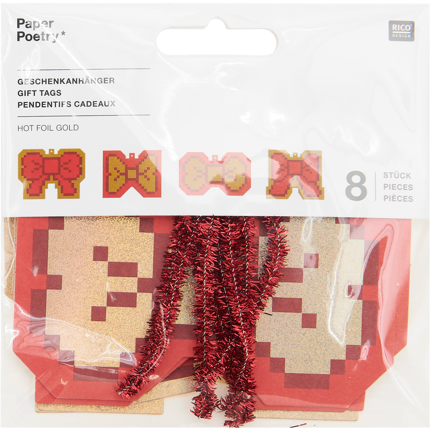 Paper Poetry Geschenkanhänger M Schleifen Pixel 11x8,5cm 8 Stück von Rico Design