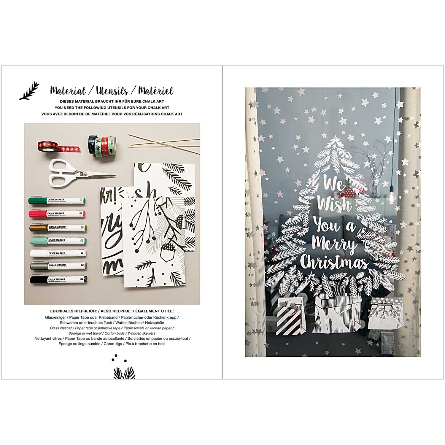 Vorlagenmappe Classical Christmas Fenster- und Glasmalerei mit Kreidestiften von Rico Design Vorlagenmappe Classical Christmas Fenster- und Glasmalerei mit Kreidestiften zeigt festliche Designs und Materialien für kreative Weihnachtsdekorationen.