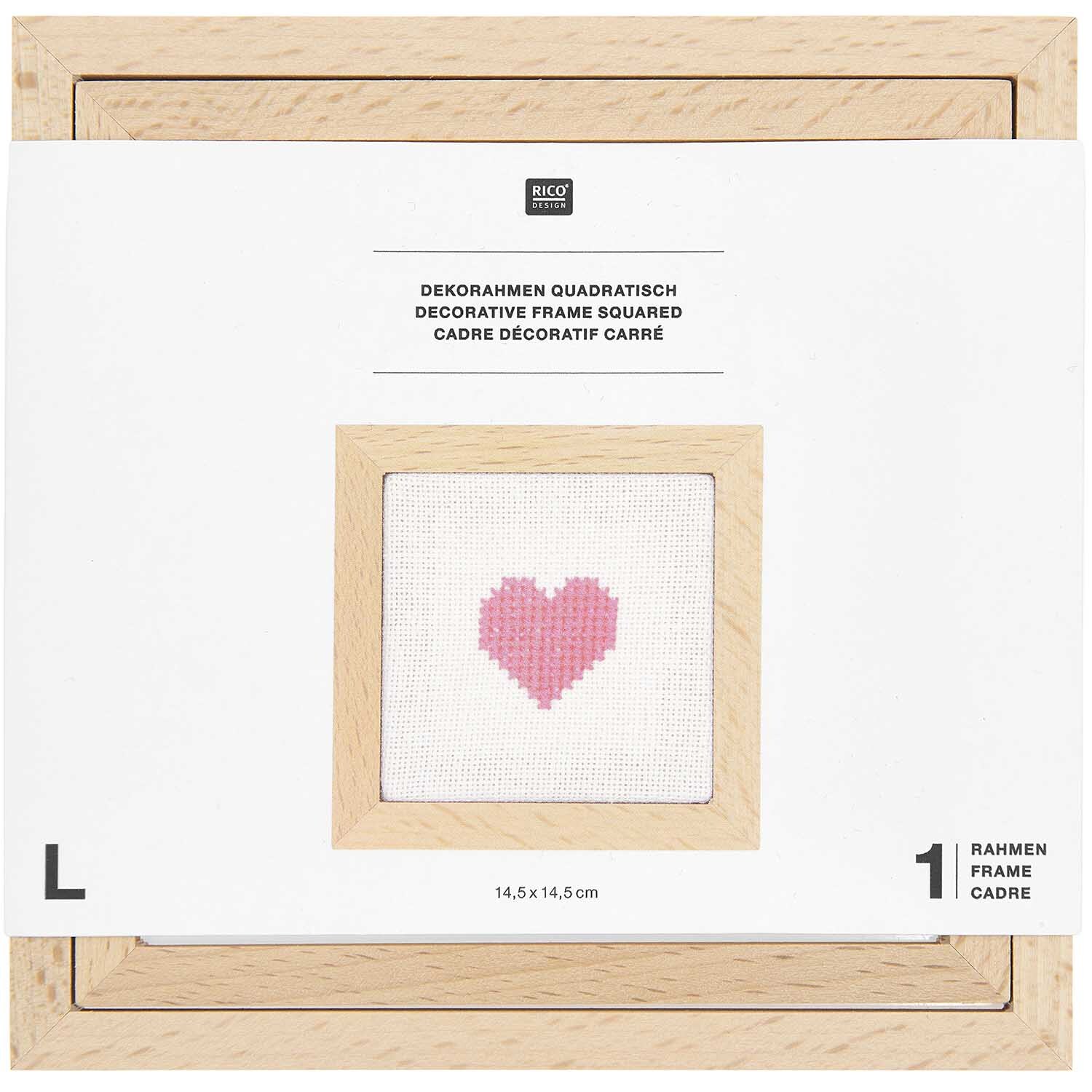 Cadre décoratif carré Taille 14,5x14,5cm from Rico Design Dekorahmen quadratisch mit Herzmotiv, aus hellem Holz von Rico Design, ideal für kreative Projekte.