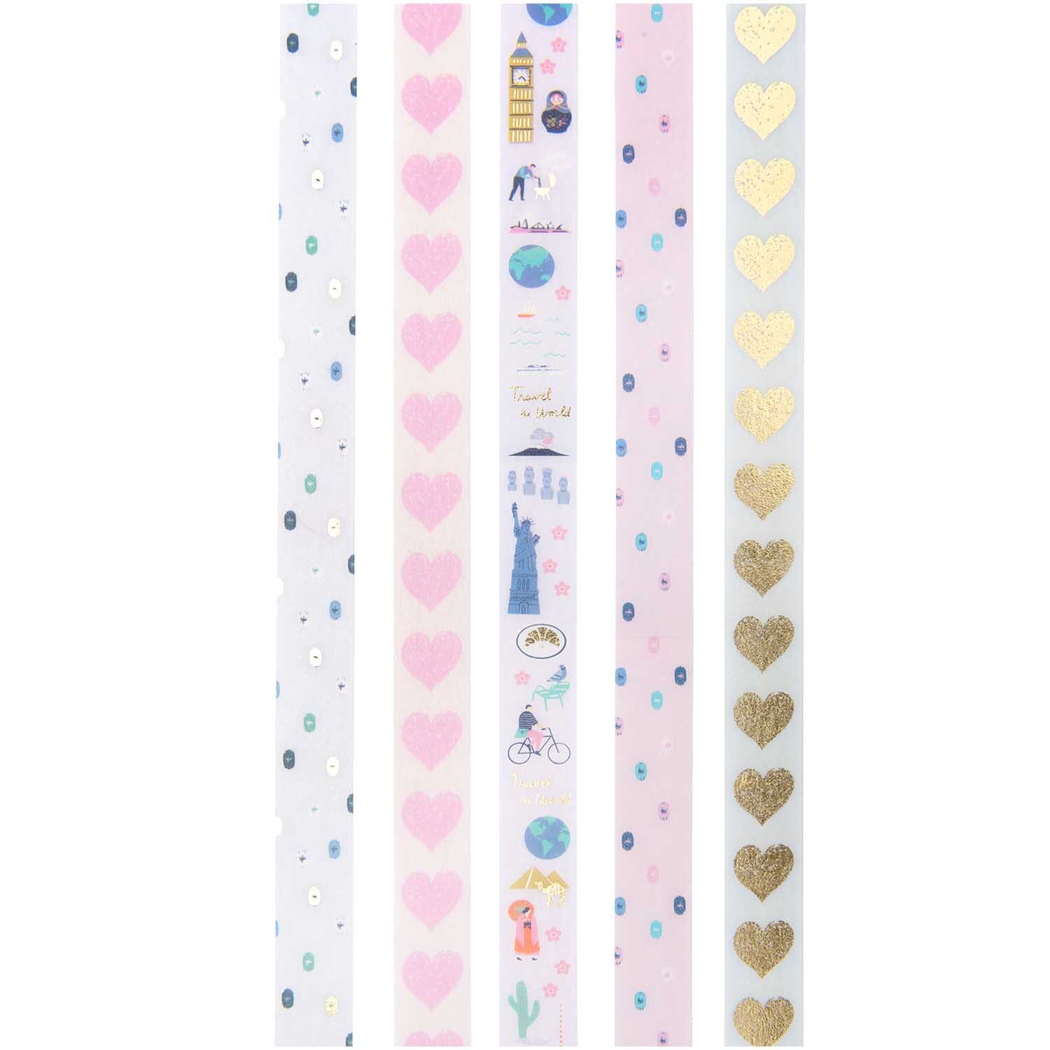 Paper Poetry Tape Set Travel the World 1,5cm 10 m 5 Stück von Rico Design Paper Poetry Tape Set Travel the World mit fünf dekorativen Klebebändern in Pastelltönen und Goldherzen von Rico Design.