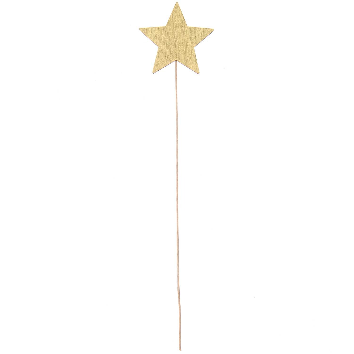 Picker Stern gefüllt 27x5cm von Rico Design in Gold auf einem langen Stab, ideal für Dekorationen.