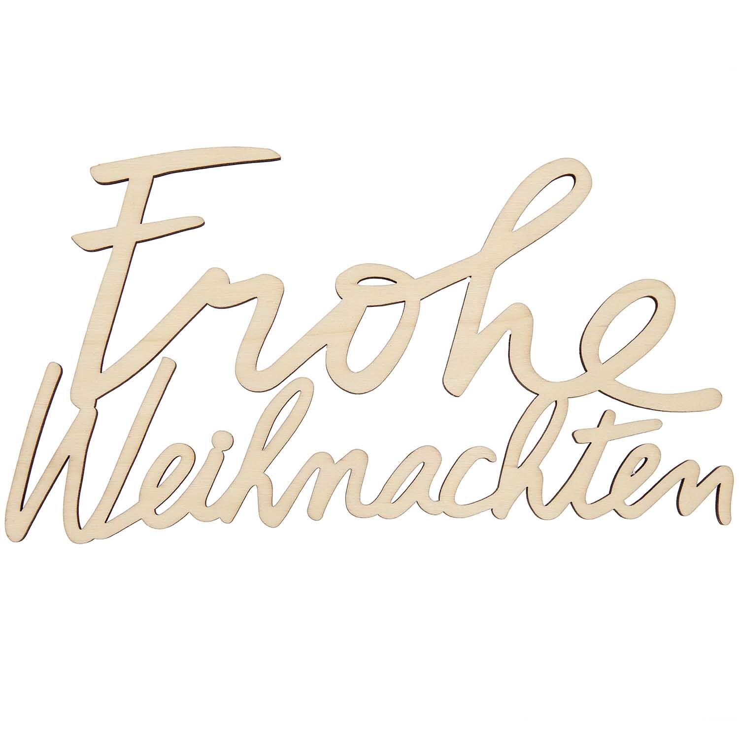 Holzschriftzug magnetisch "Frohe Weihnachten" von Rico Design in natürlichem Holzton, dekorativ für festliche Anlässe.